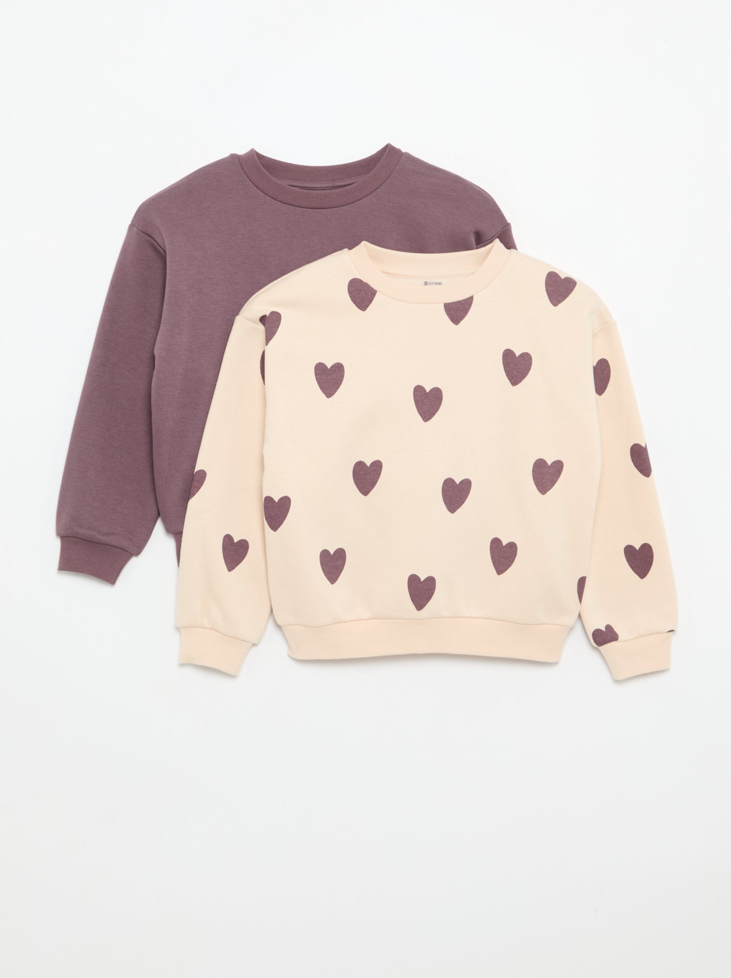 Lot de 2 sweats : 1 uni et 1 imprimé all over - Beige
