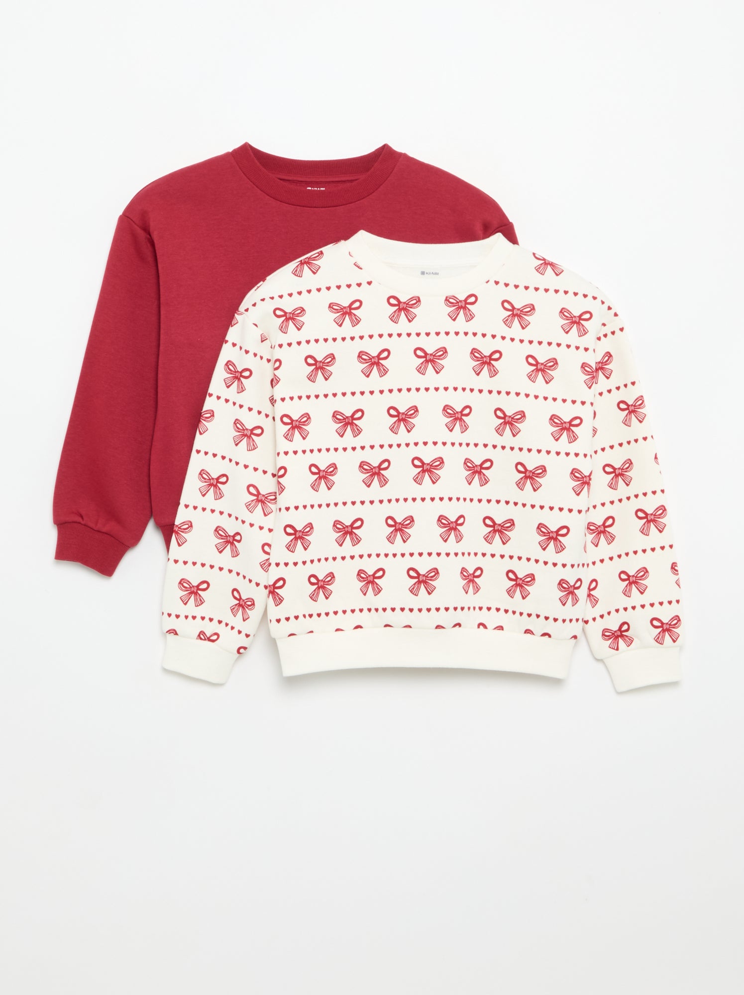 Lot de 2 sweats : 1 uni et 1 imprimé all over - Rouge