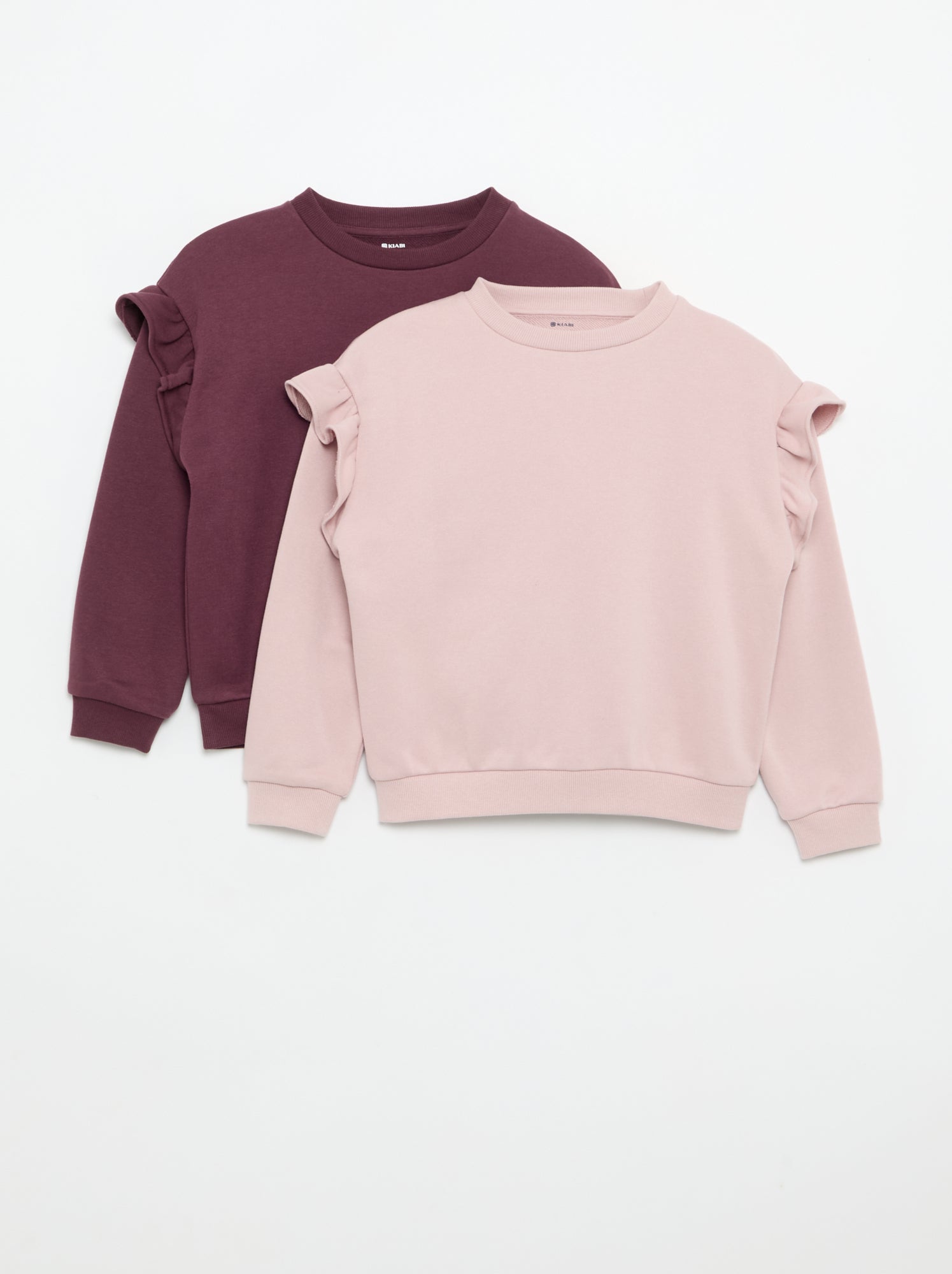 Lot de 2 sweats avec volants aux épaules - Violet