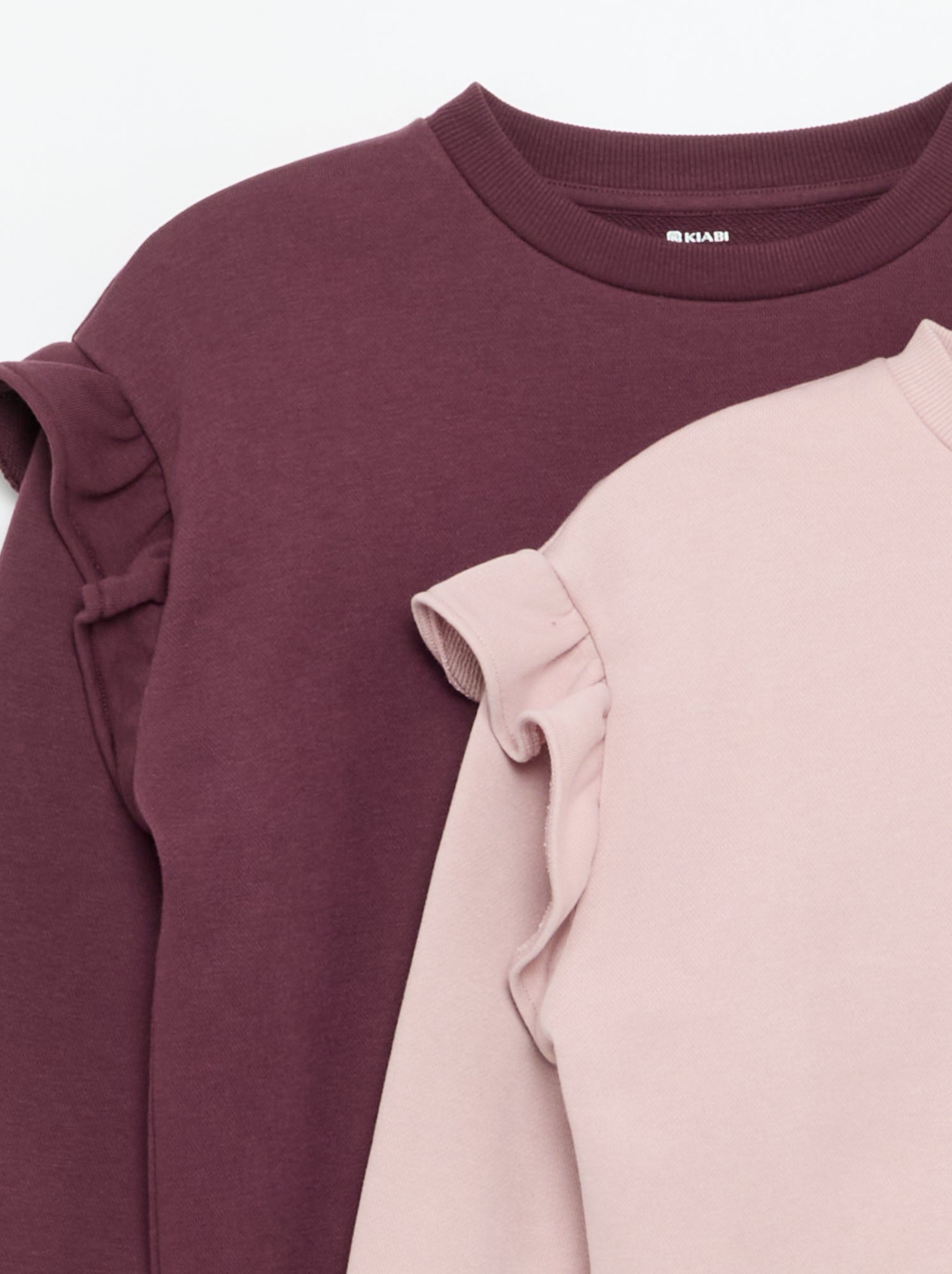 Lot de 2 sweats avec volants aux épaules - Violet