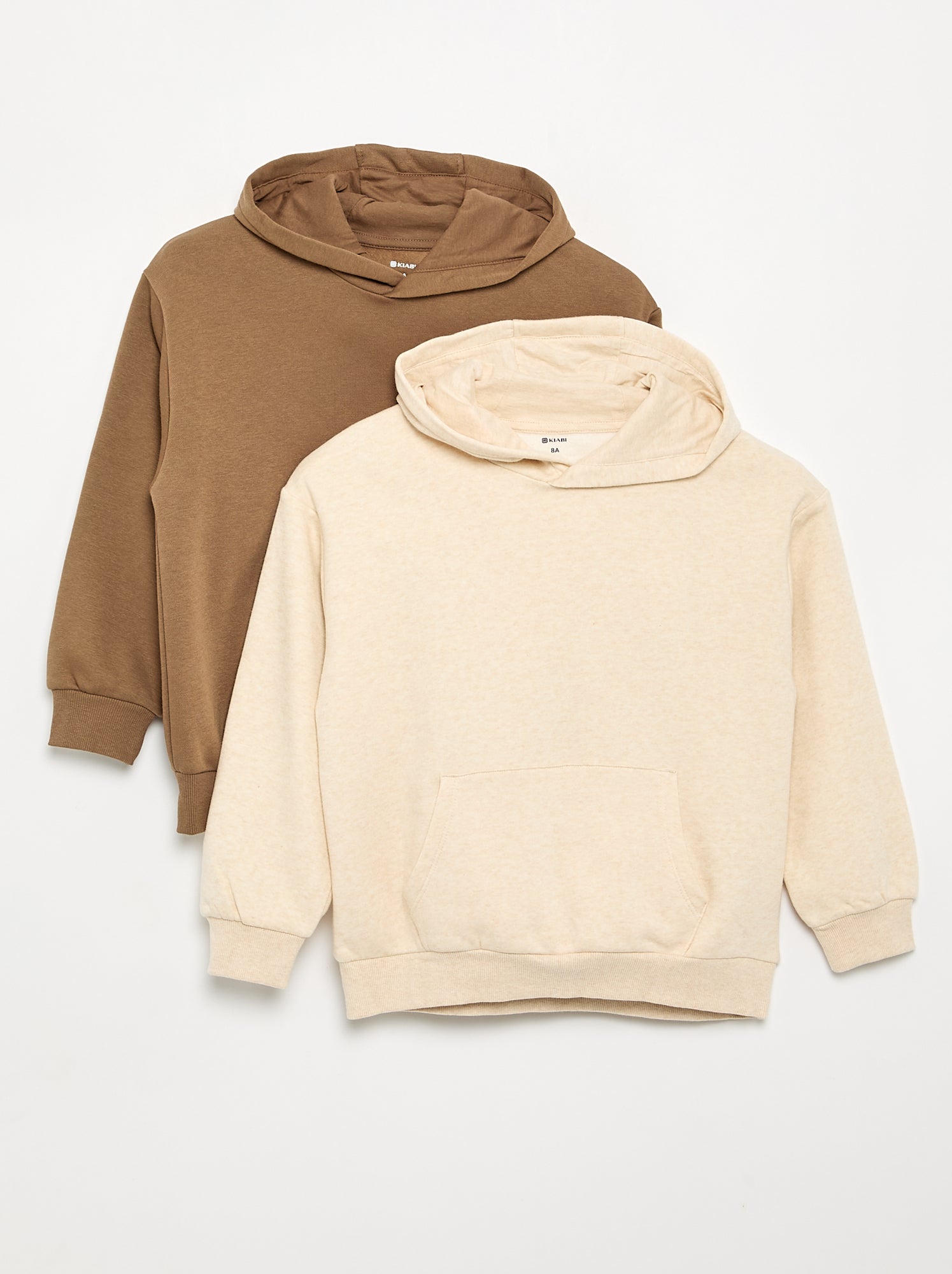 Lot de 2 sweats unis à capuche - Beige