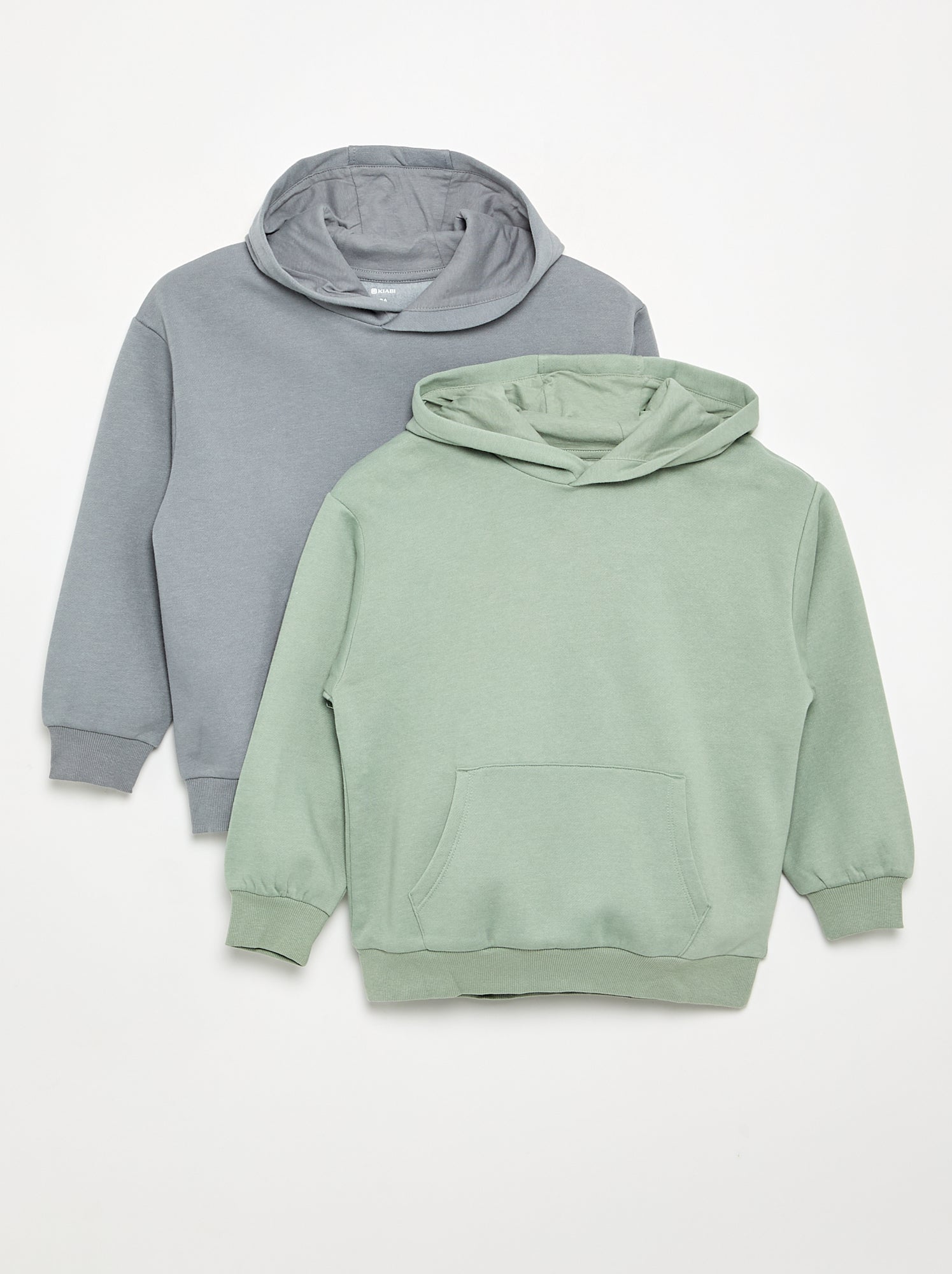 Lot de 2 sweats unis à capuche - Vert