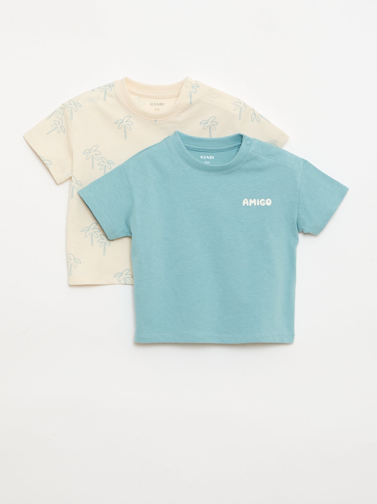 Lot de 2 T-shirts à manches courtes en jersey de coton - Beige