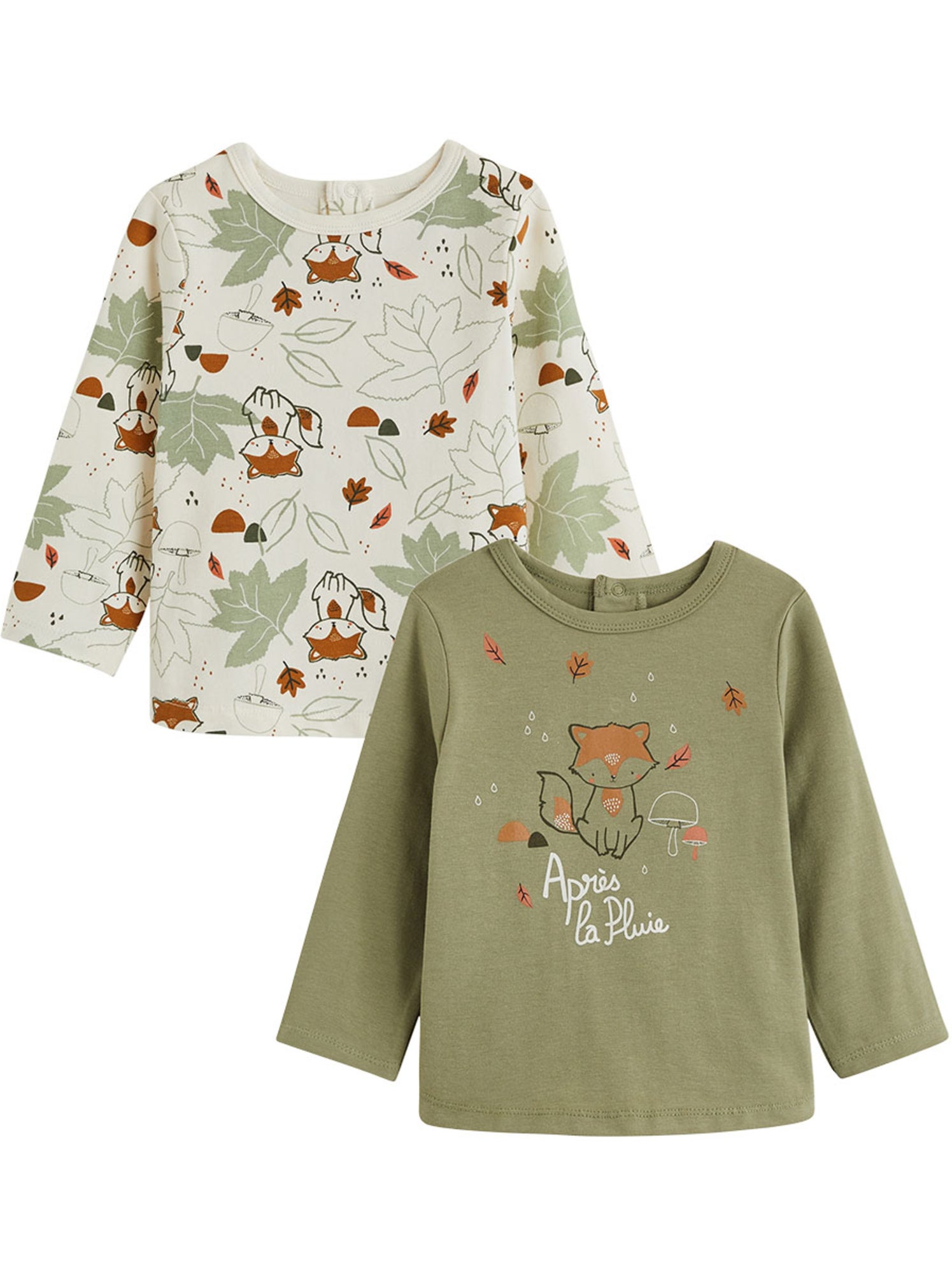 Lot de 2 t-shirts bébé manches longues ginkgo - Vert