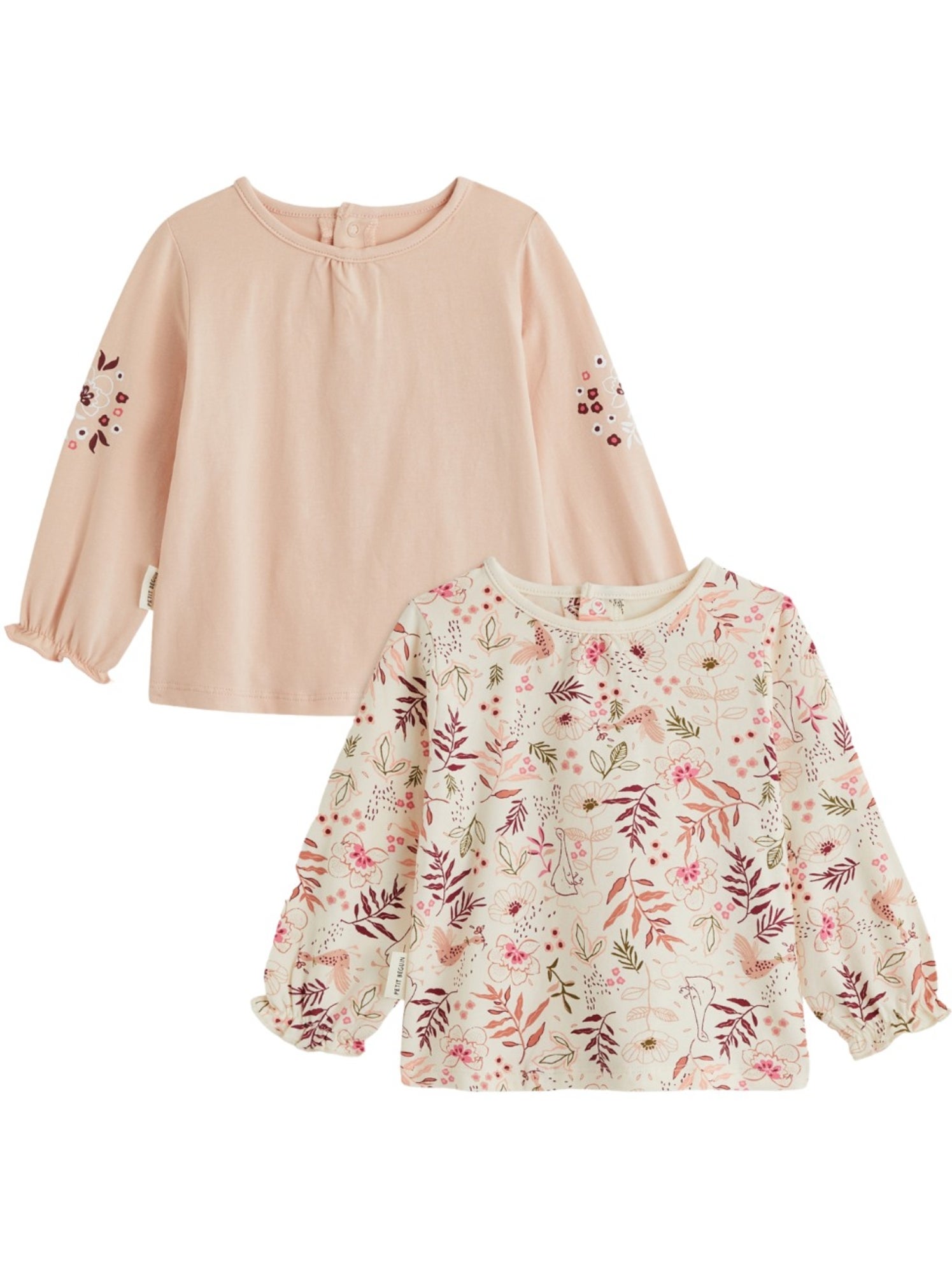 Lot de 2 t-shirts bébé manches longues manouk - Rose