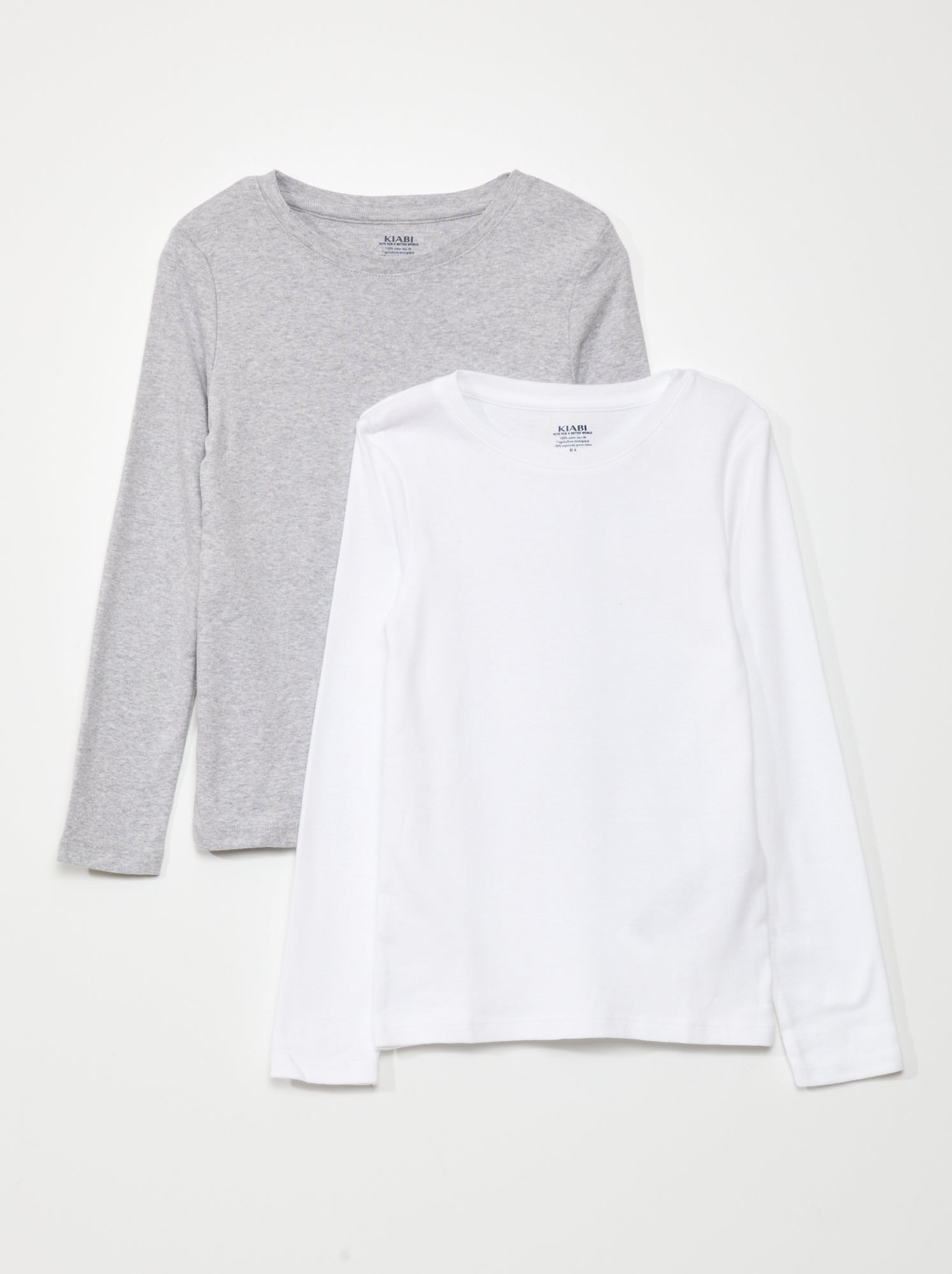 Lot de 2 t-shirts en jersey - Blanc/gris