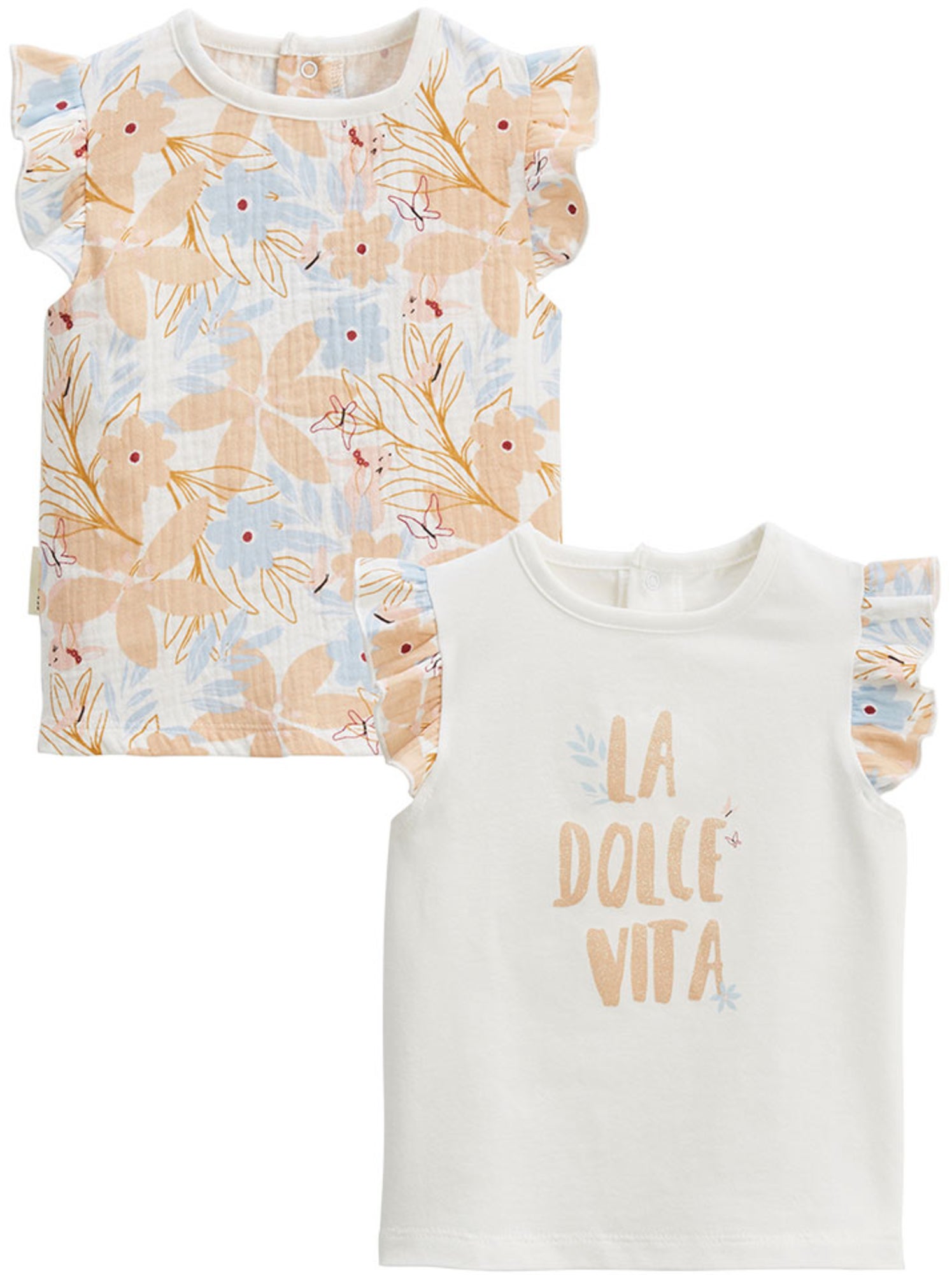 Lot de 2 t-shirts enfant manches courtes praline - Peche