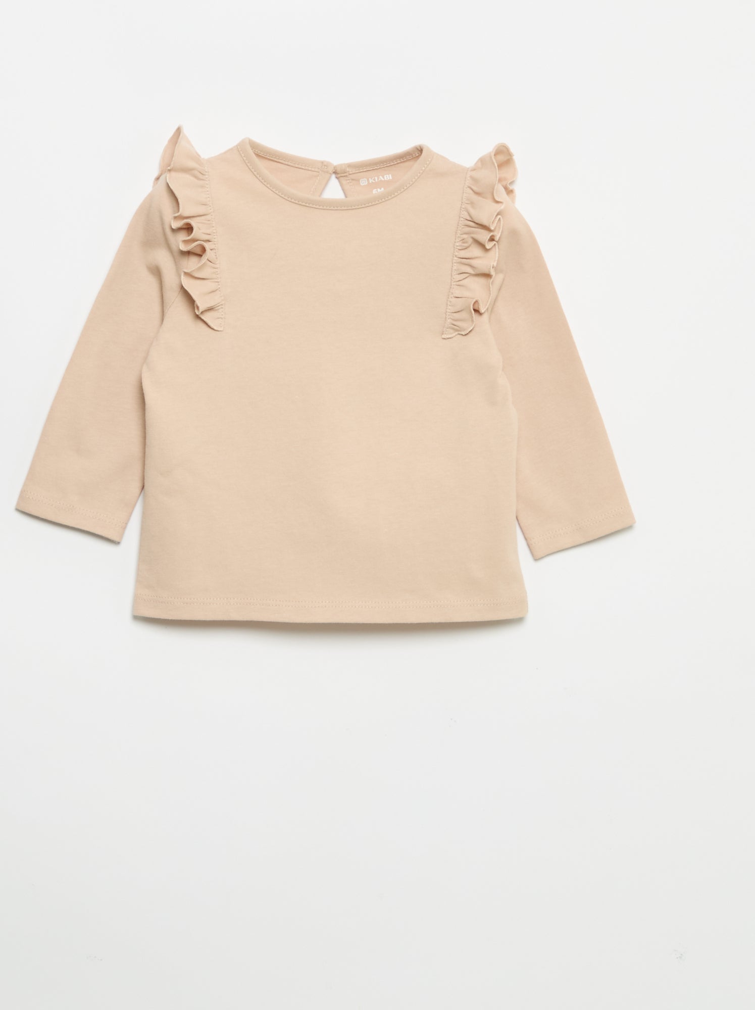 Lot de 2 t-shirts manches longues en jersey coton - Beige