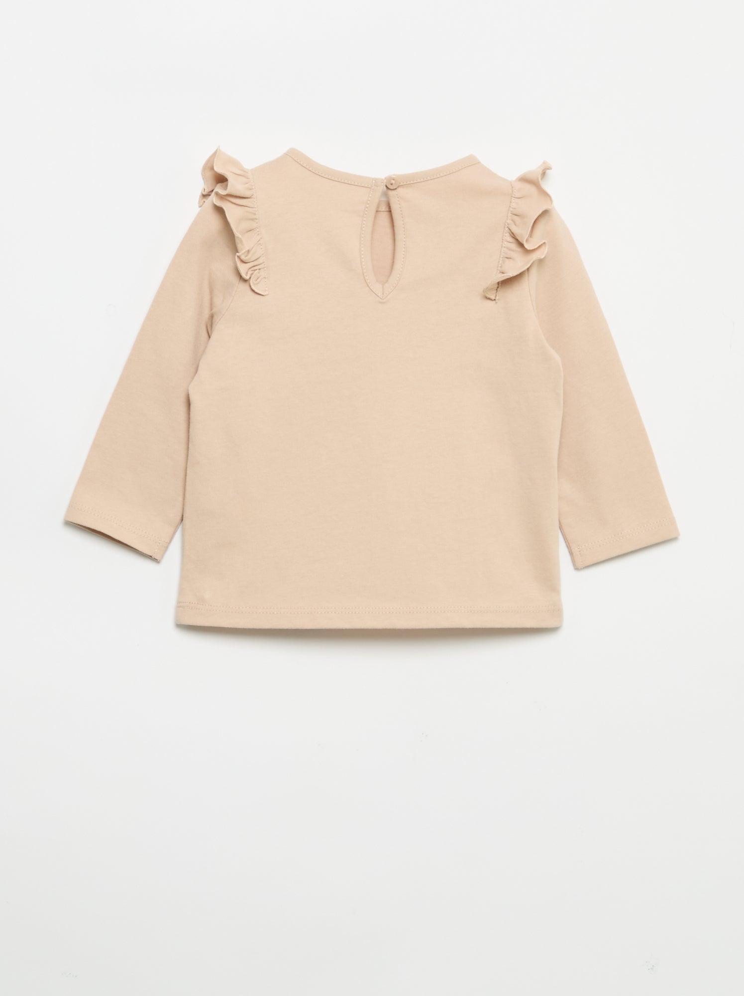 Lot de 2 t-shirts manches longues en jersey coton - Beige