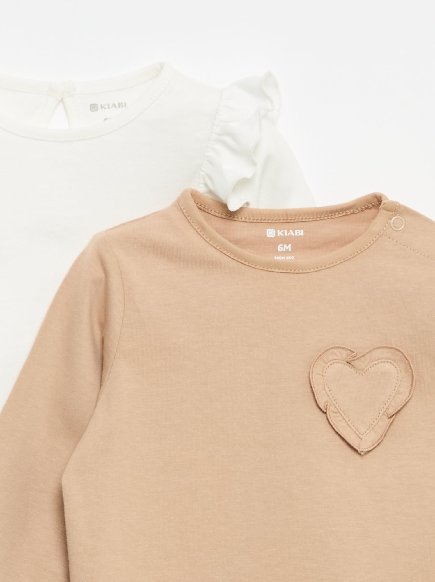 Lot de 2 t-shirts manches longues en jersey coton - Blanc