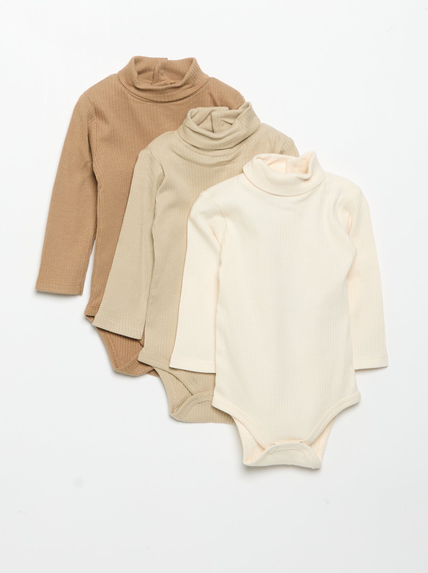 Lot de 3 bodies à col roulé - Beige