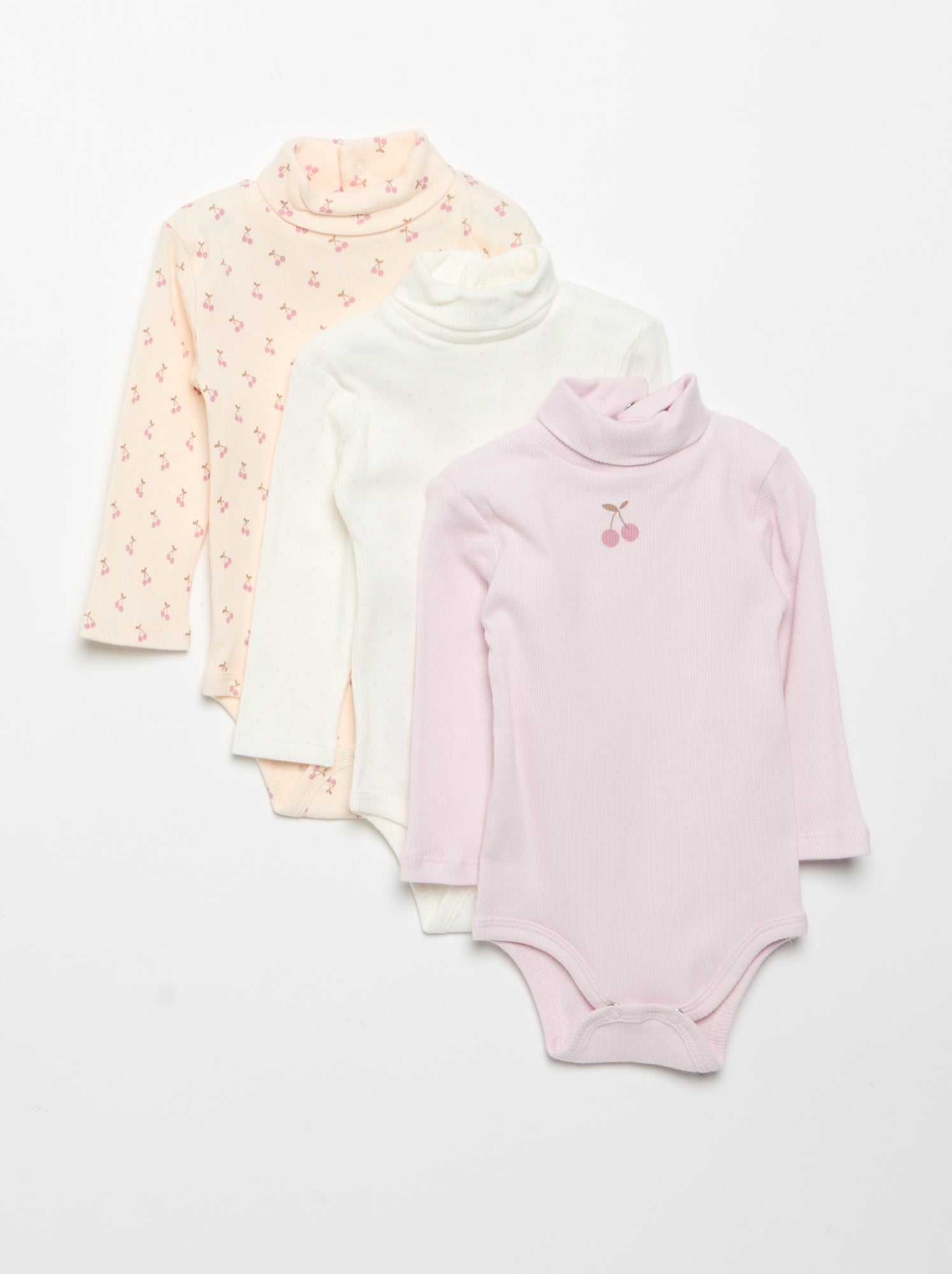 Lot de 3 bodies à col roulé - Rose