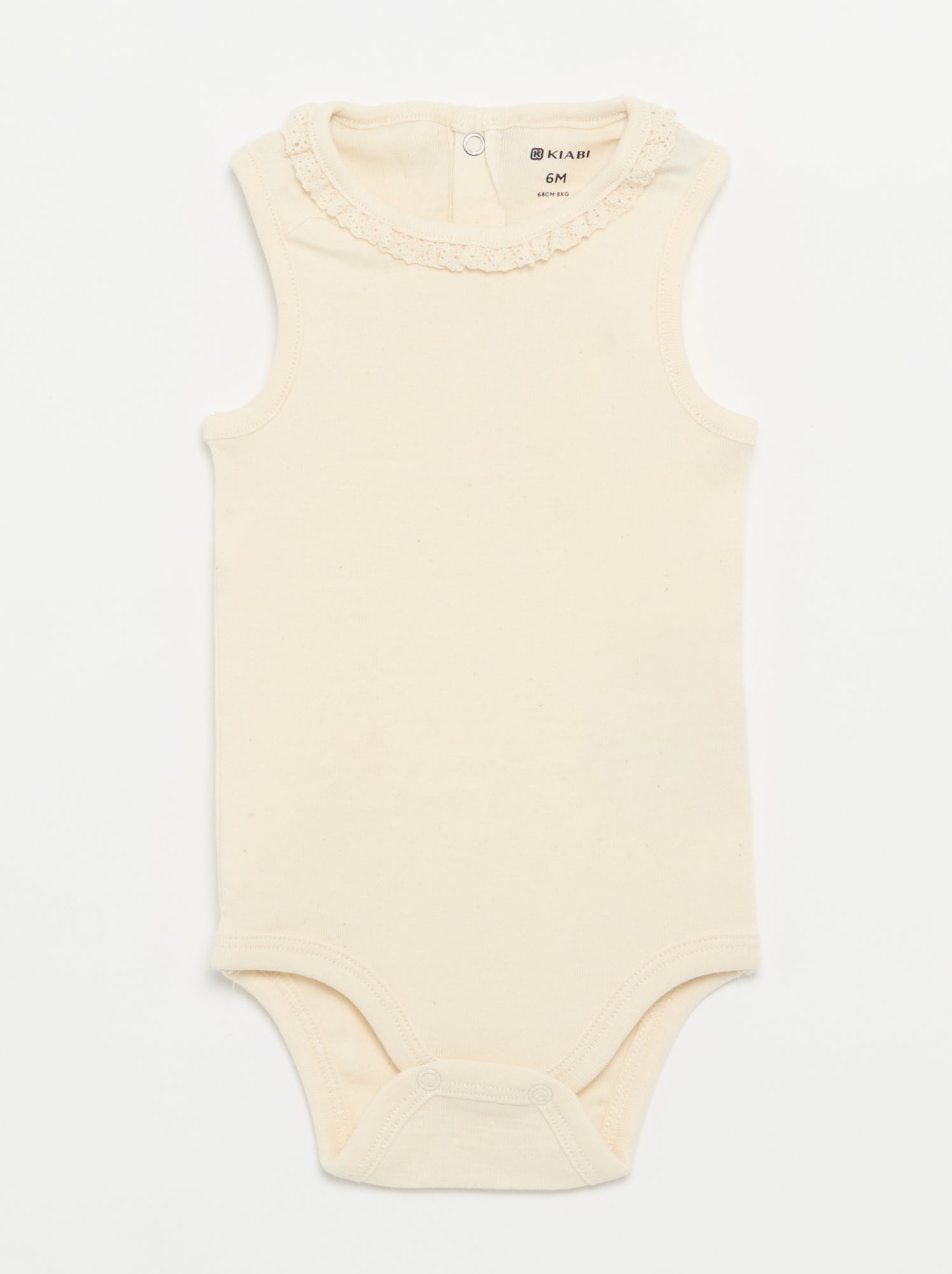 Lot de 3 bodies avec encolure rondes avec borderies - Beige (FWX63_1)