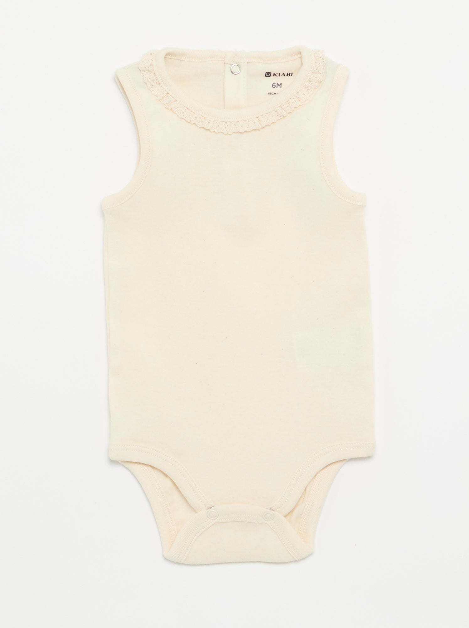 Lot de 3 bodies avec encolure rondes avec borderies - Beige (FWX63_2)