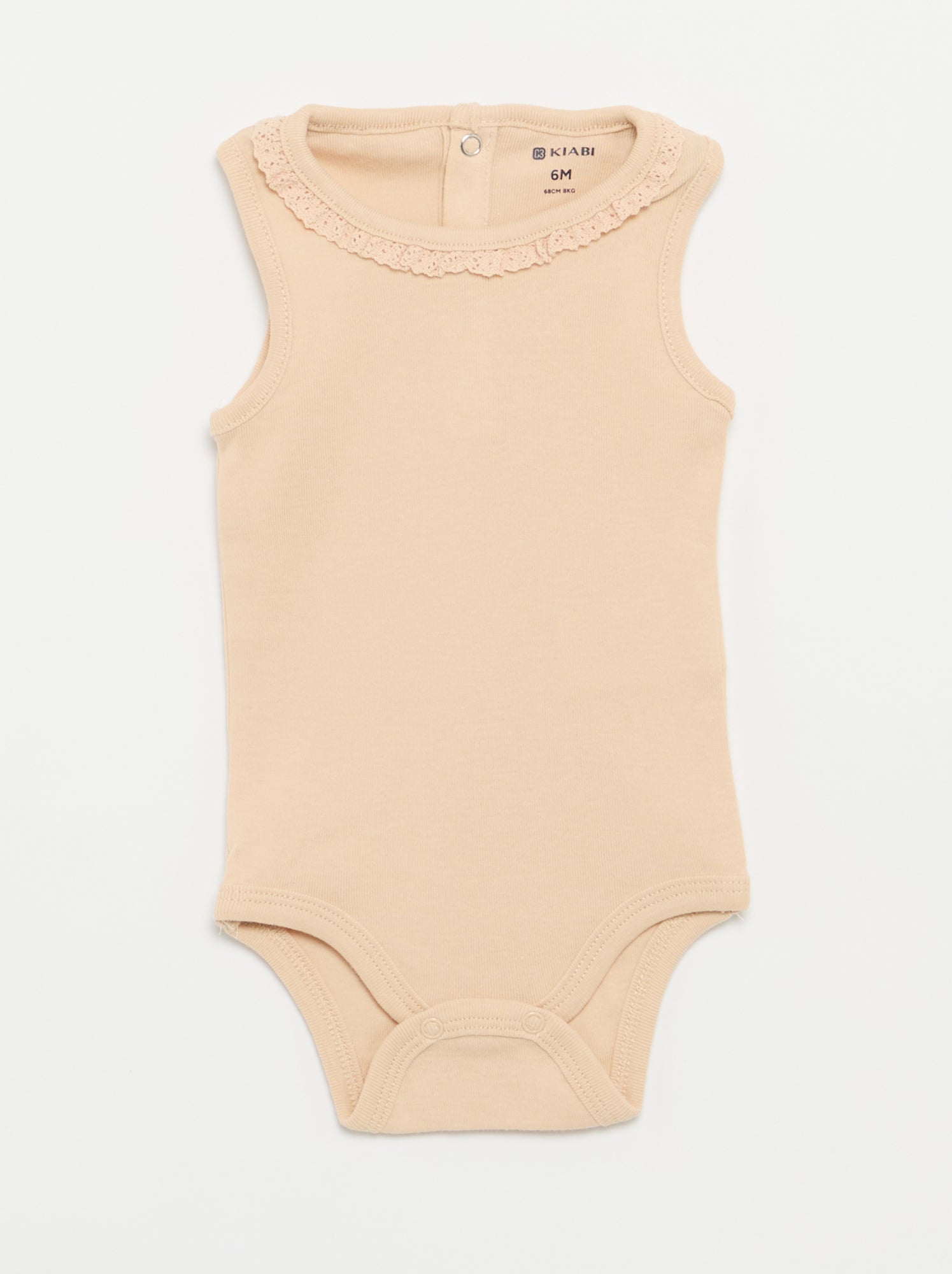 Lot de 3 bodies avec encolure rondes avec borderies - Beige (FWX63_2)