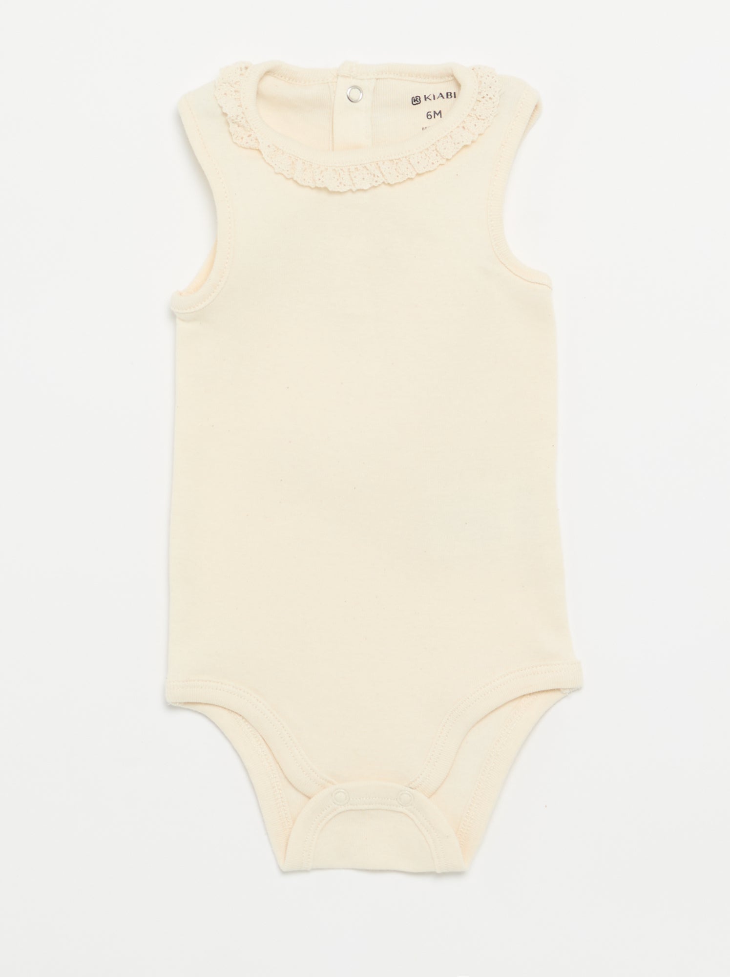 Lot de 3 bodies avec encolure rondes avec borderies - Blanc