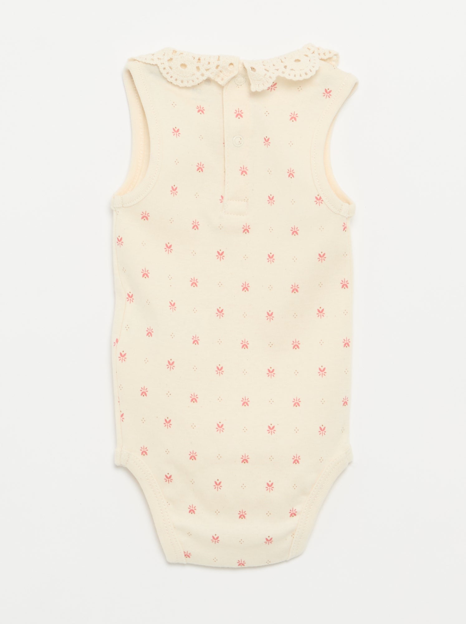 Lot de 3 bodies avec encolure rondes avec borderies - Blanc