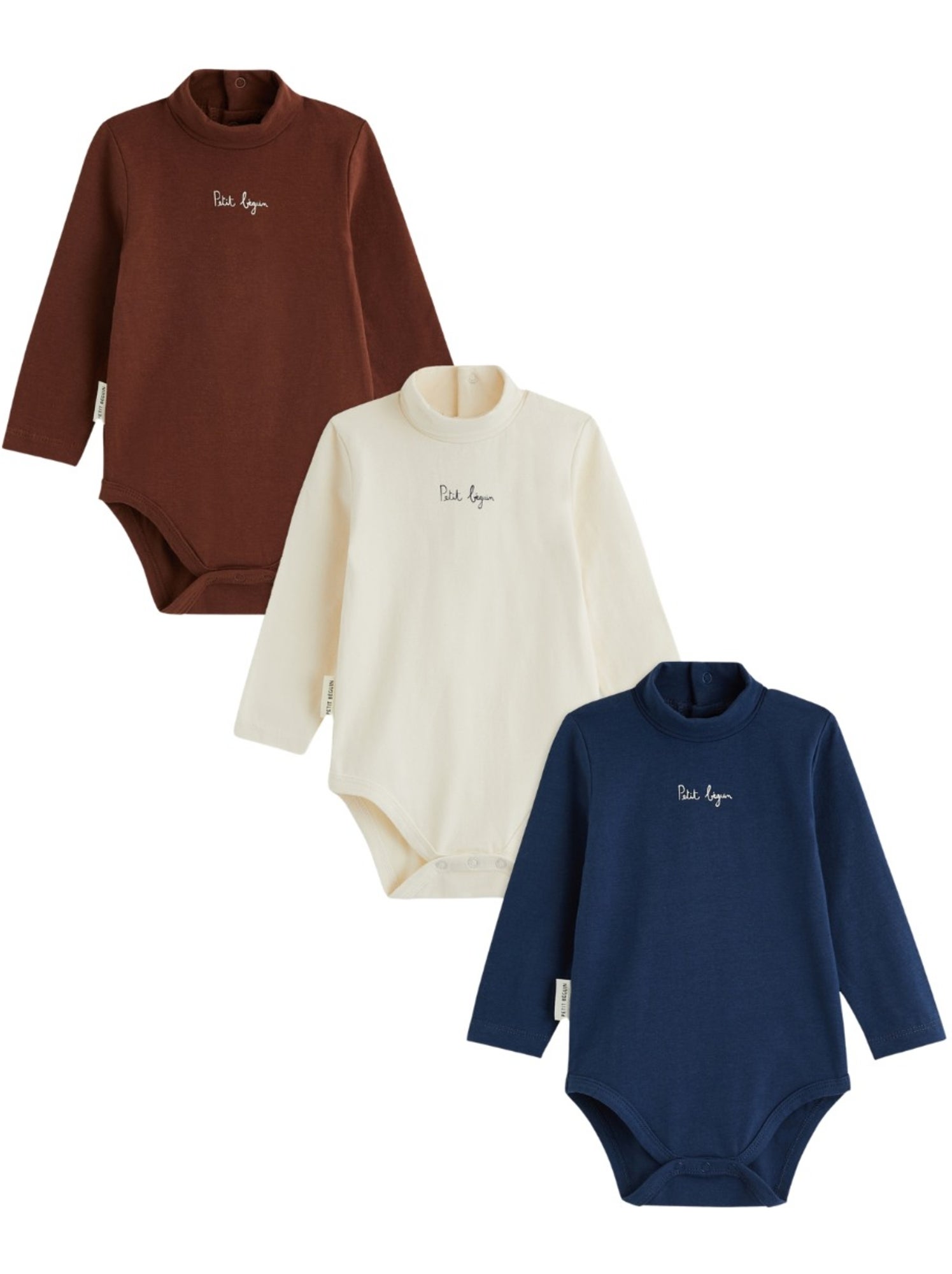 Lot de 3 bodies bébé col roulé manches longues mathéo - Bleu