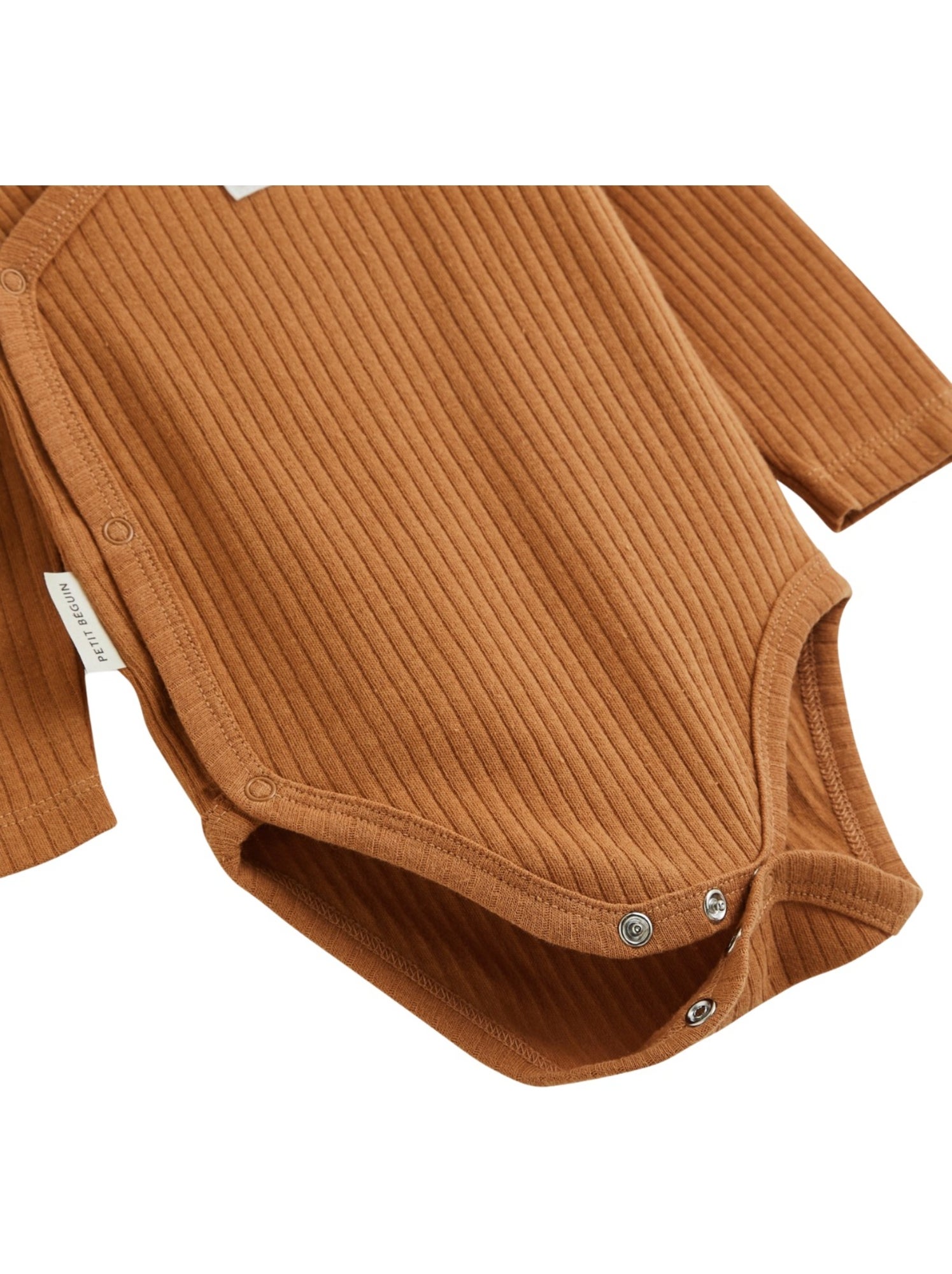 Lot de 3 bodies bébé manches longues ouverture croisée caramel - Marron