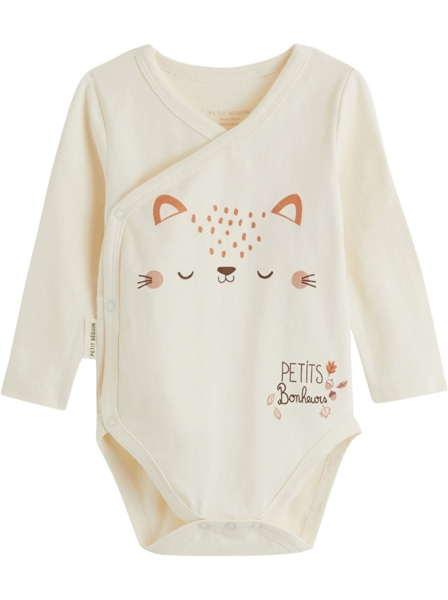 Lot de 3 bodies bébé manches longues ouverture croisée caramel - Marron