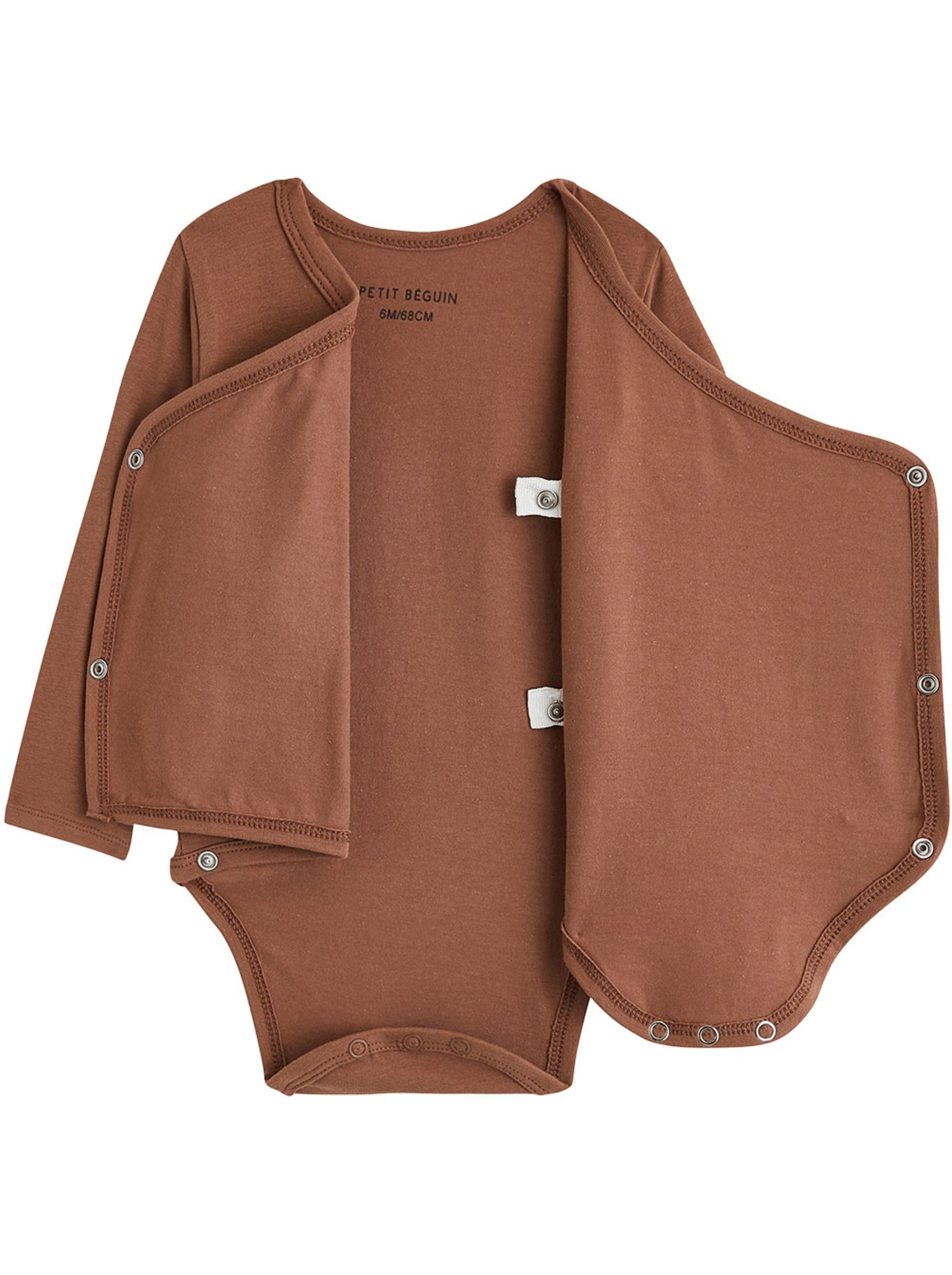 Lot de 3 bodies bébé manches longues ouverture croisée - Marron