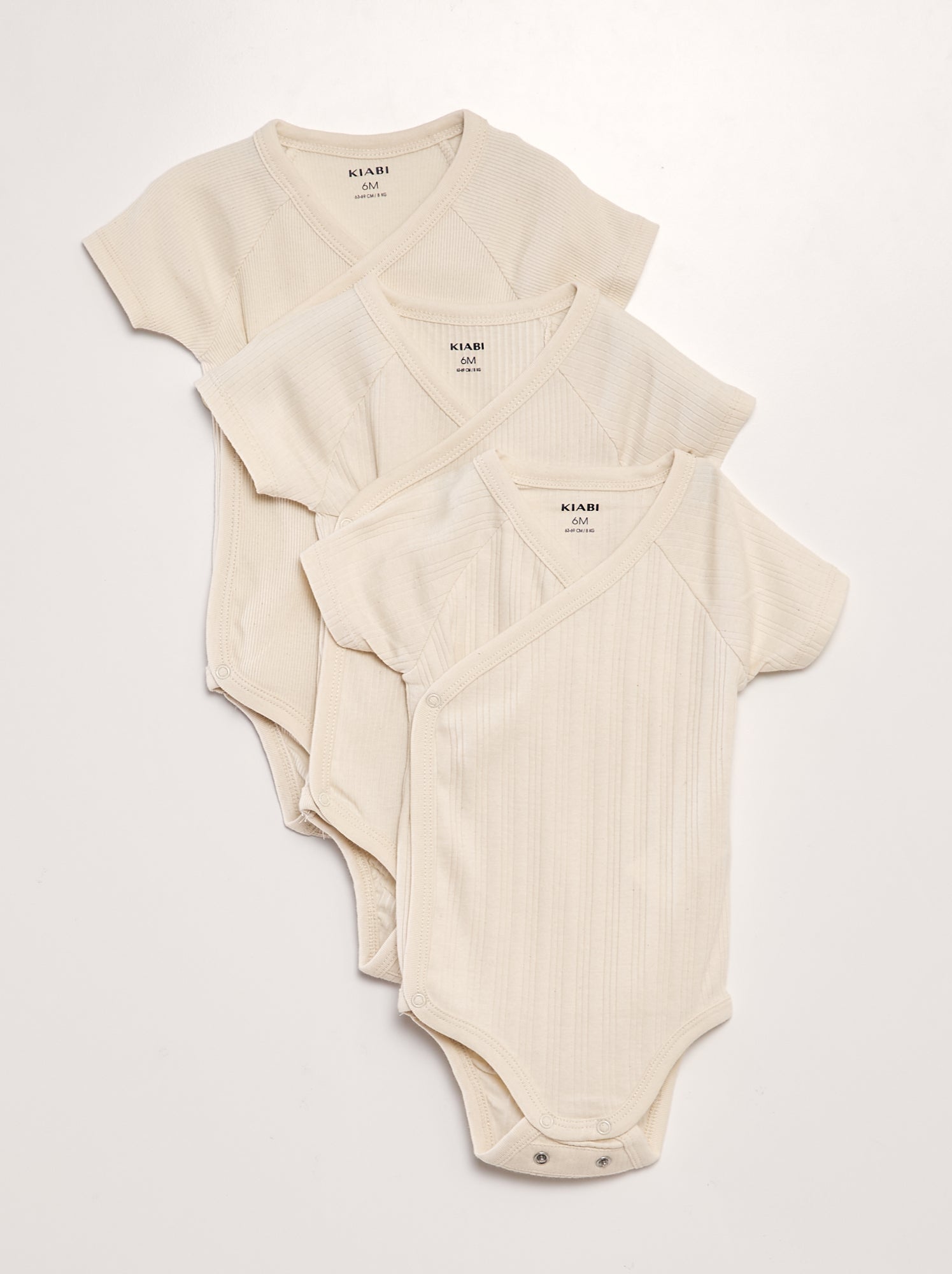 Lot de 3 bodies côtelés - Beige