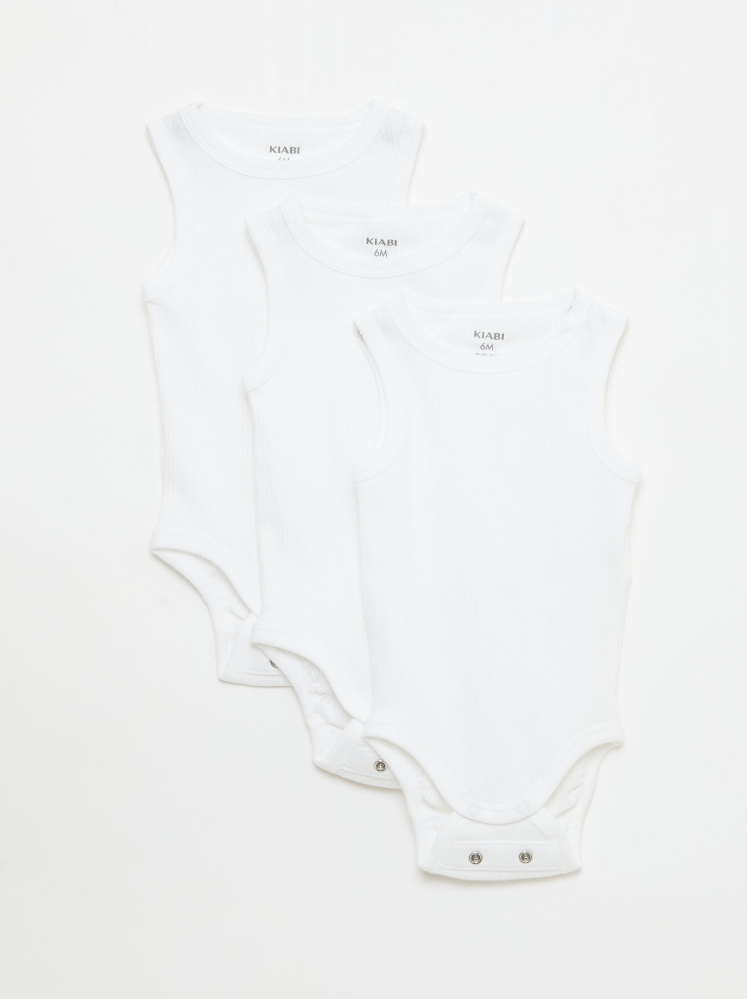 Lot de 3 bodies évolutifs à bretelles unis - Blanc