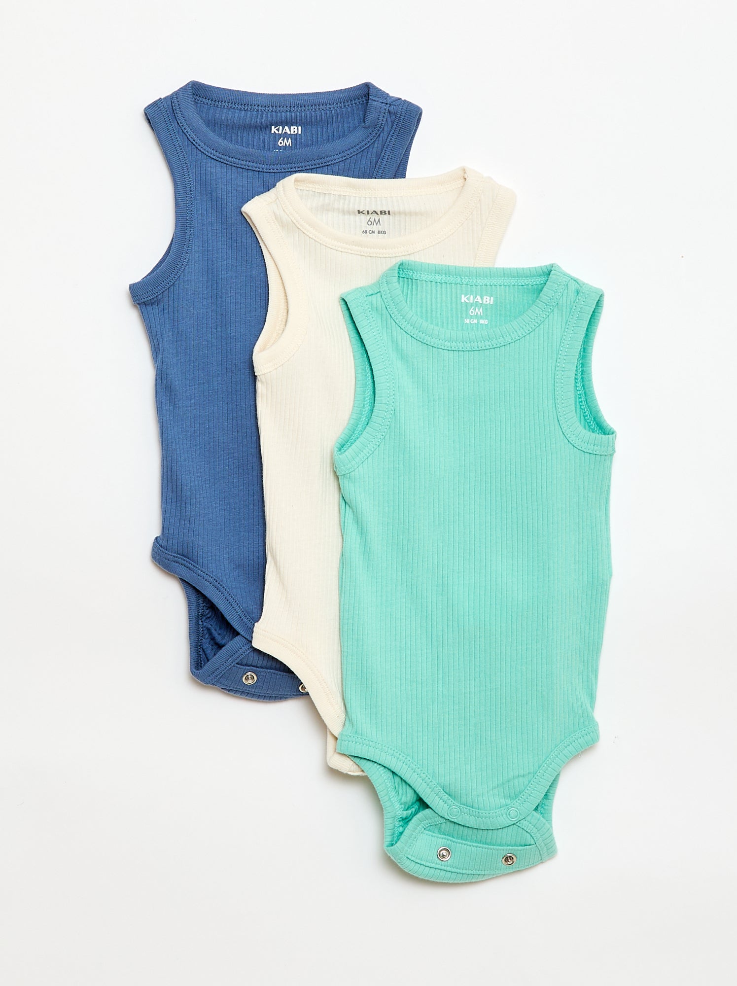 Lot de 3 bodies évolutifs à bretelles unis - Vert (CPW61_6)