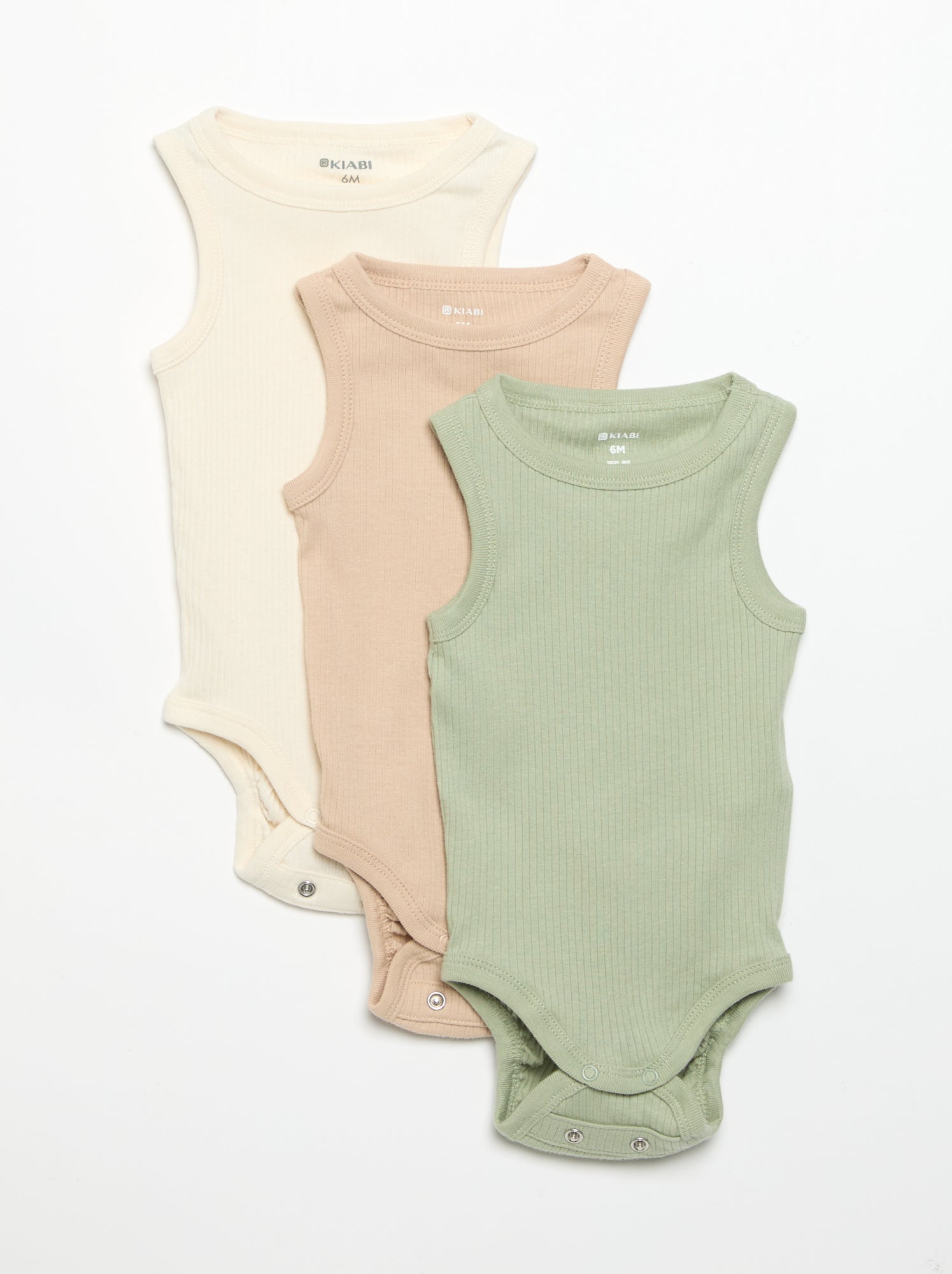 Lot de 3 bodies évolutifs à bretelles unis - Vert (CPW61_7)