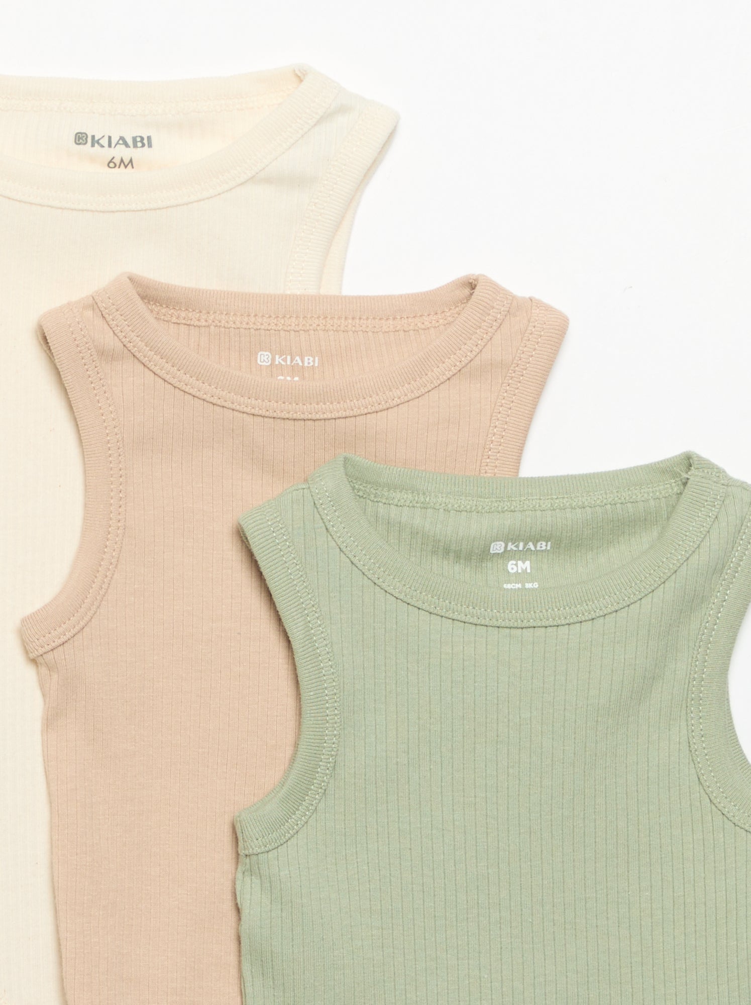 Lot de 3 bodies évolutifs à bretelles unis - Vert (CPW61_7)