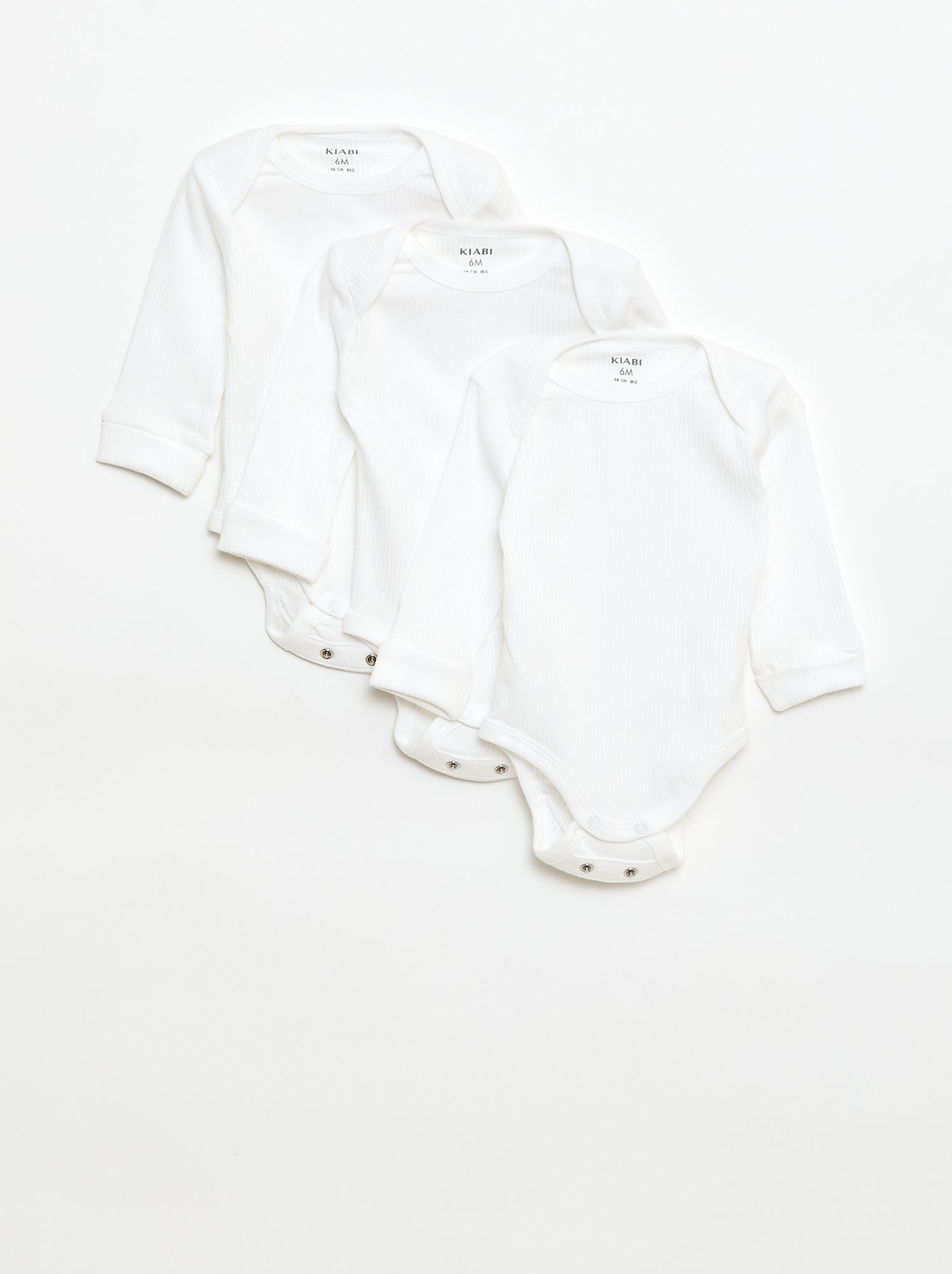 Lot de 3 bodies évolutifs col US et manches longues - Blanc