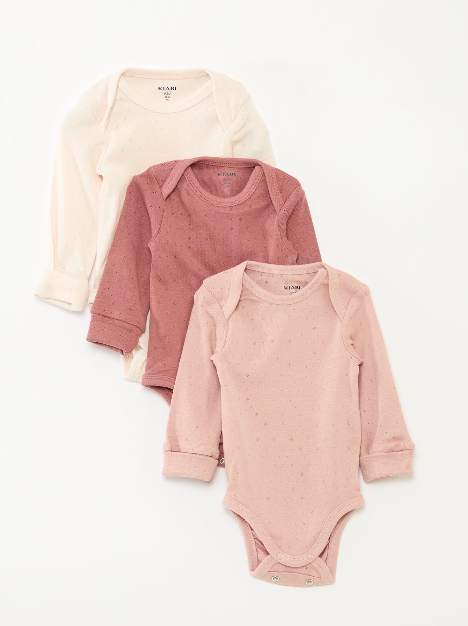 Lot de 3 bodies évolutifs col US et manches longues - Rose (DNI24_1)