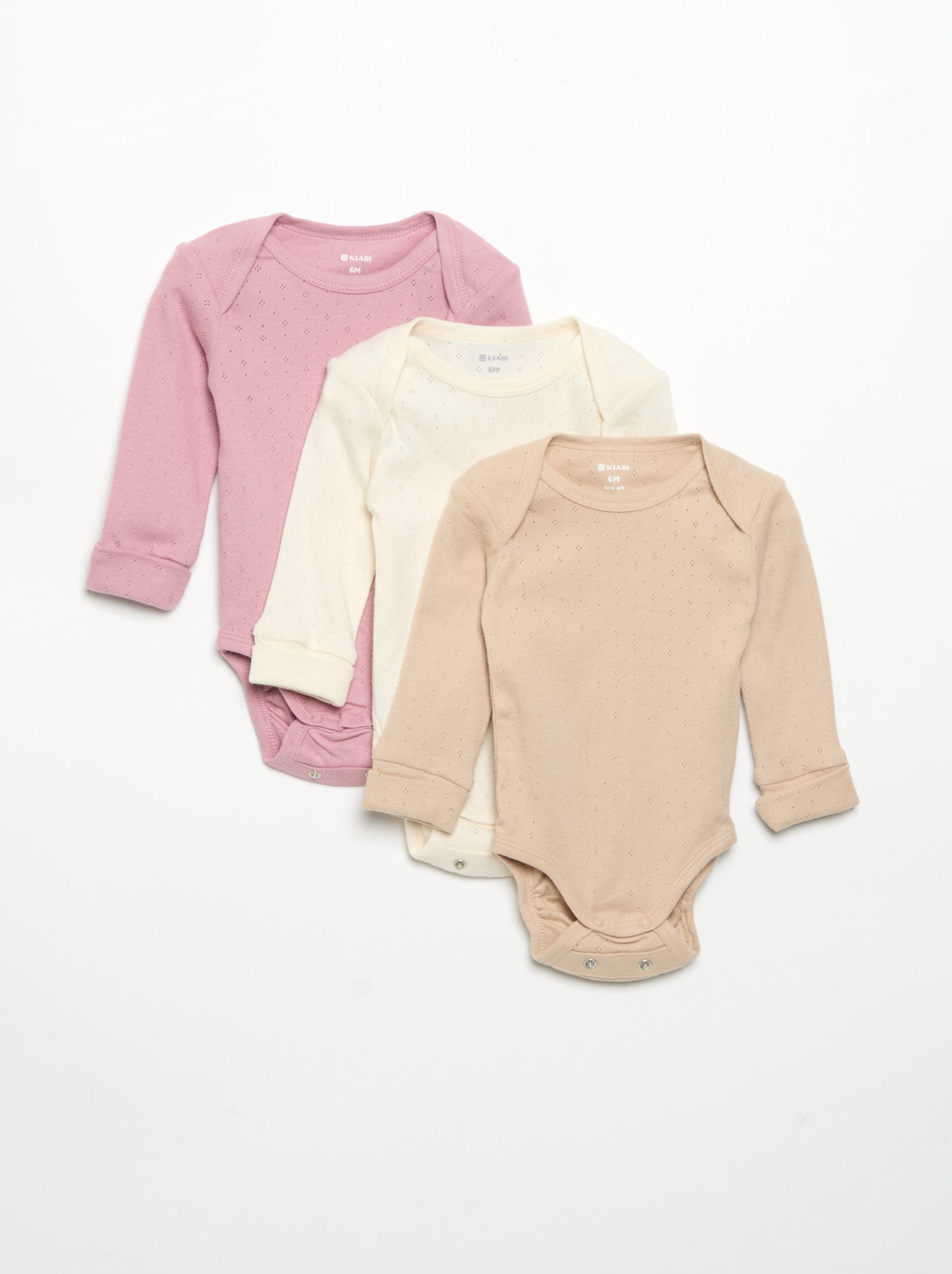 Lot de 3 bodies évolutifs col US et manches longues - Rose (DNI24_6)