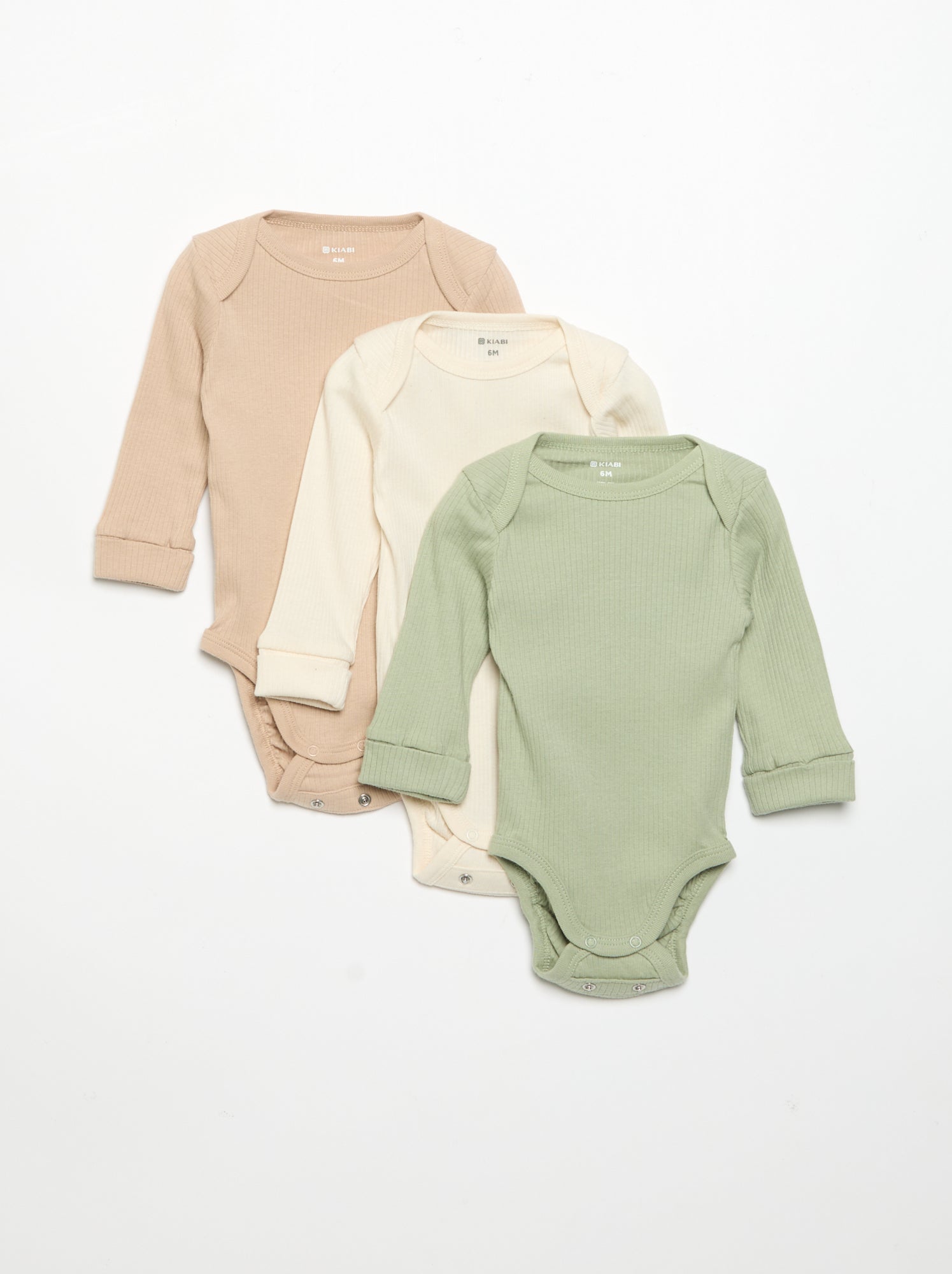 Lot de 3 bodies évolutifs col US et manches longues - Vert