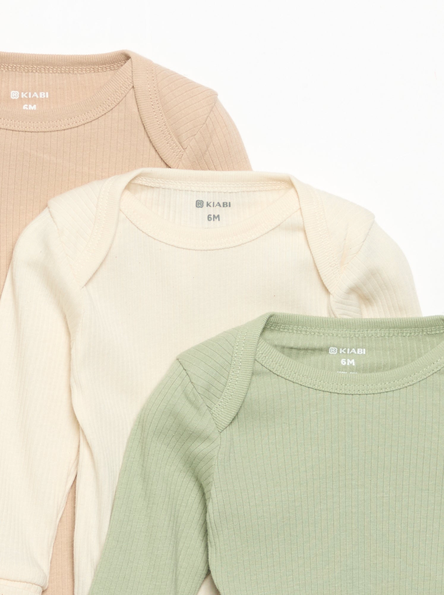 Lot de 3 bodies évolutifs col US et manches longues - Vert