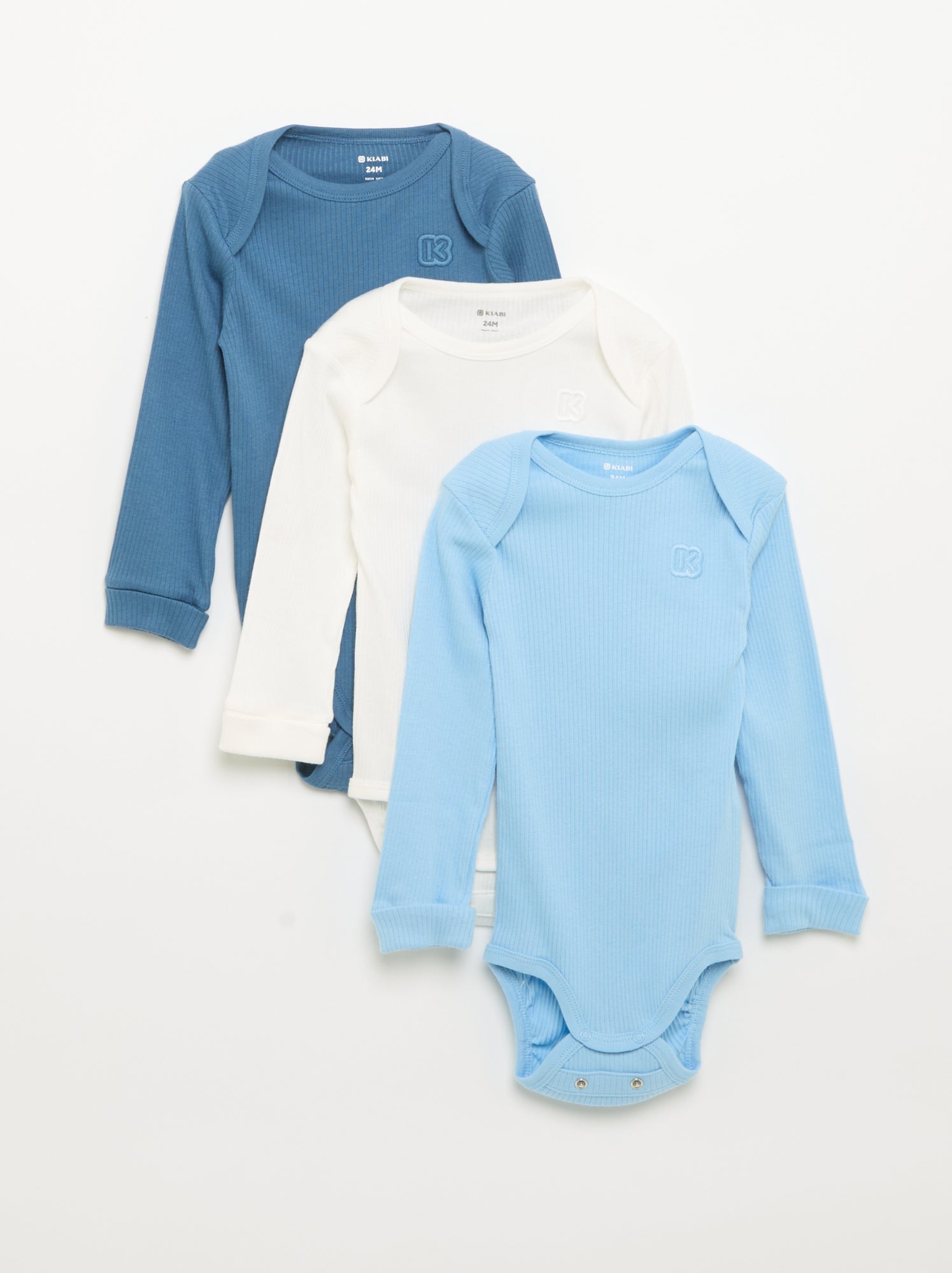 Lot de 3 bodies évolutifs - Kiabi - Bleu