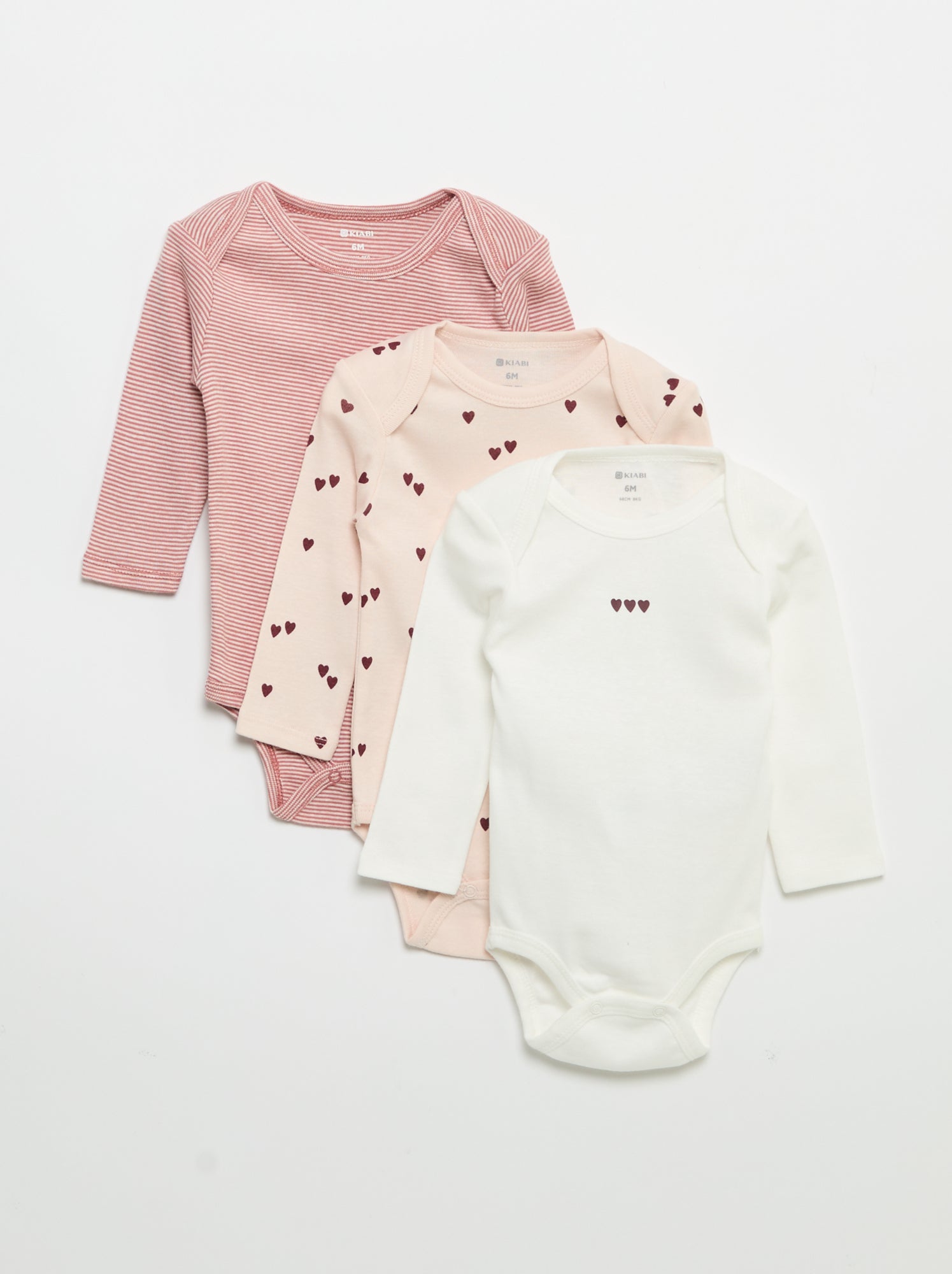Lot de 3 bodies manches longues - Rose