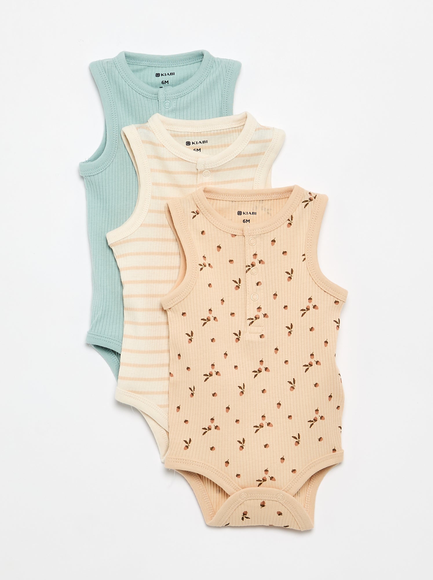 Lot de 3 bodies sans manches - Beige
