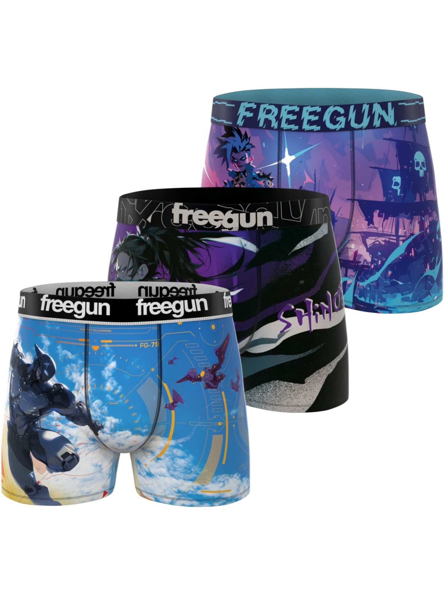Lot de 3 boxers enfant heroes freegun - Bleu