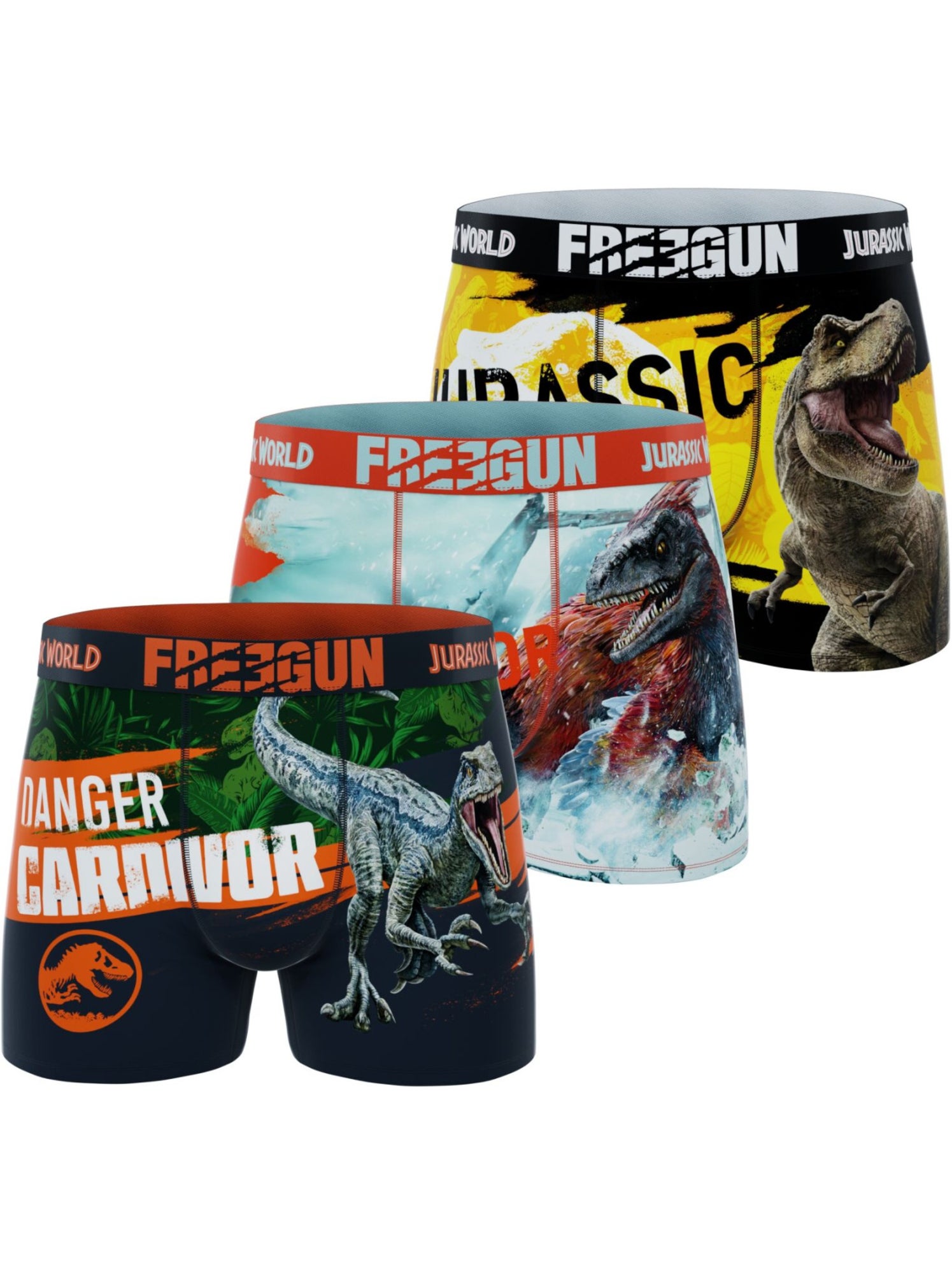 Lot de 3 boxers junior jurassic freegun - Orange