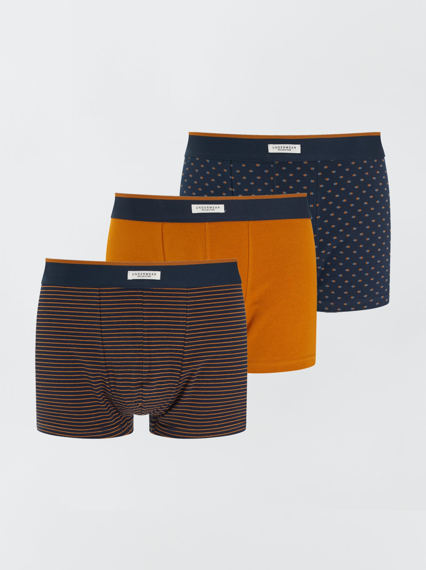 Lot de 3 boxers - Moutarde/Marine