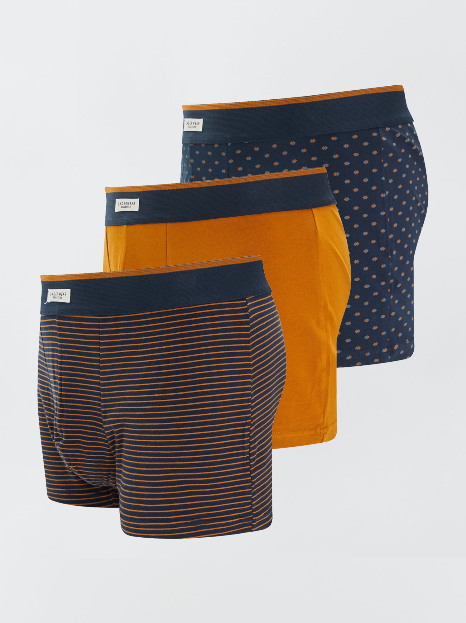 Lot de 3 boxers - Moutarde/Marine
