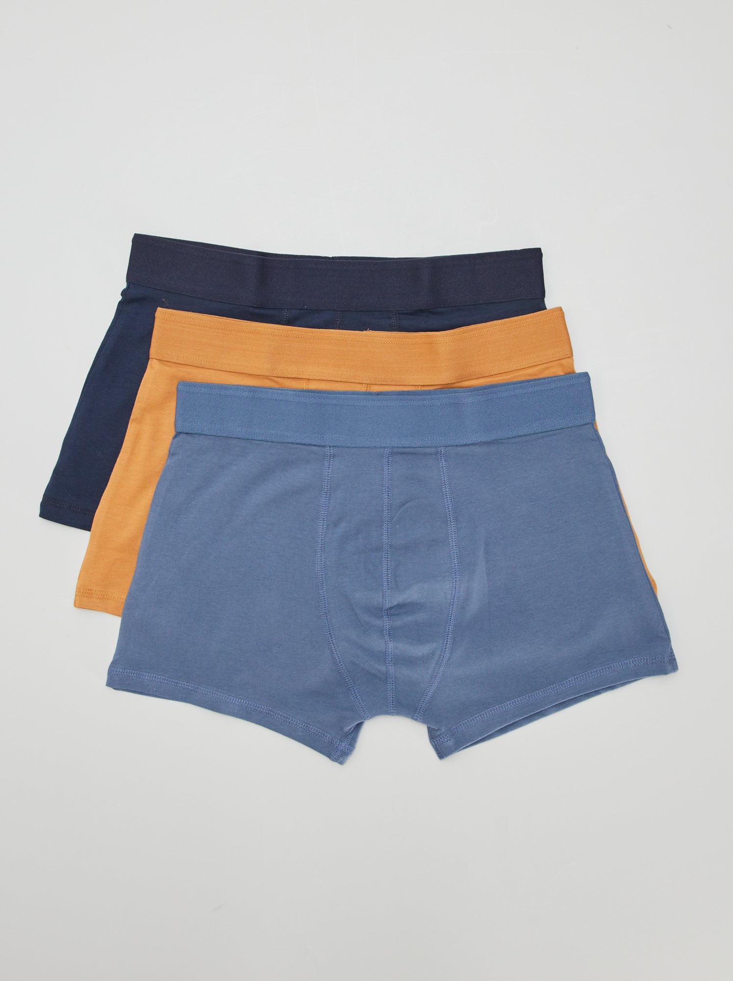 Lot de 3 boxers unis - Bleu/Camel
