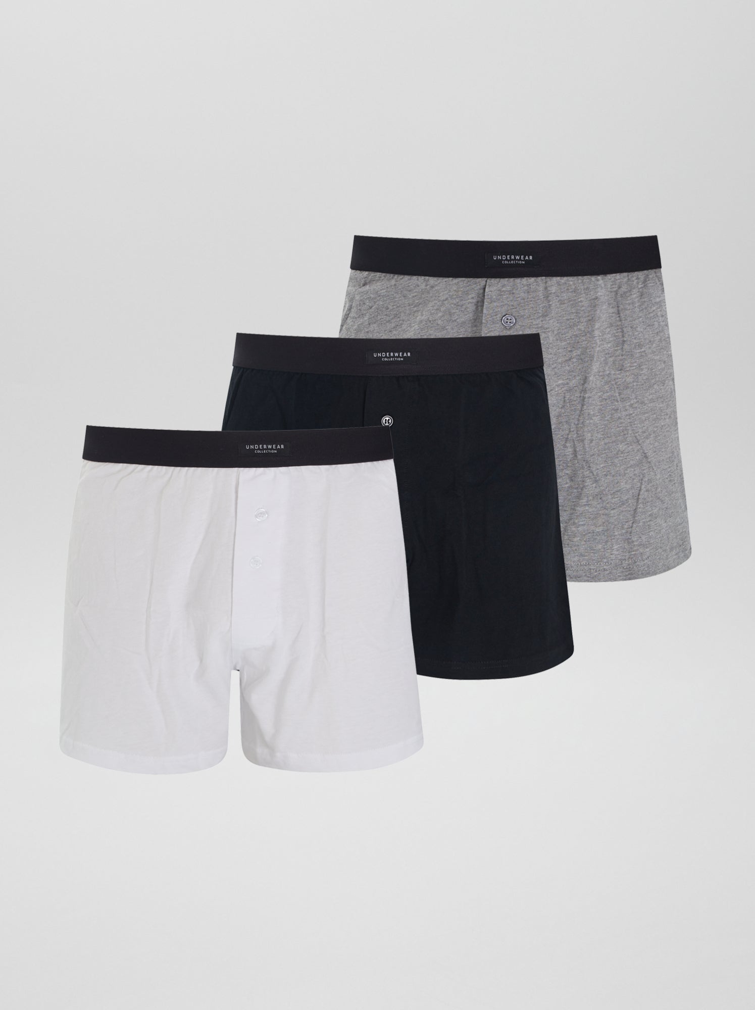 Lot de 3 boxers unis - Gris/noir/blanc