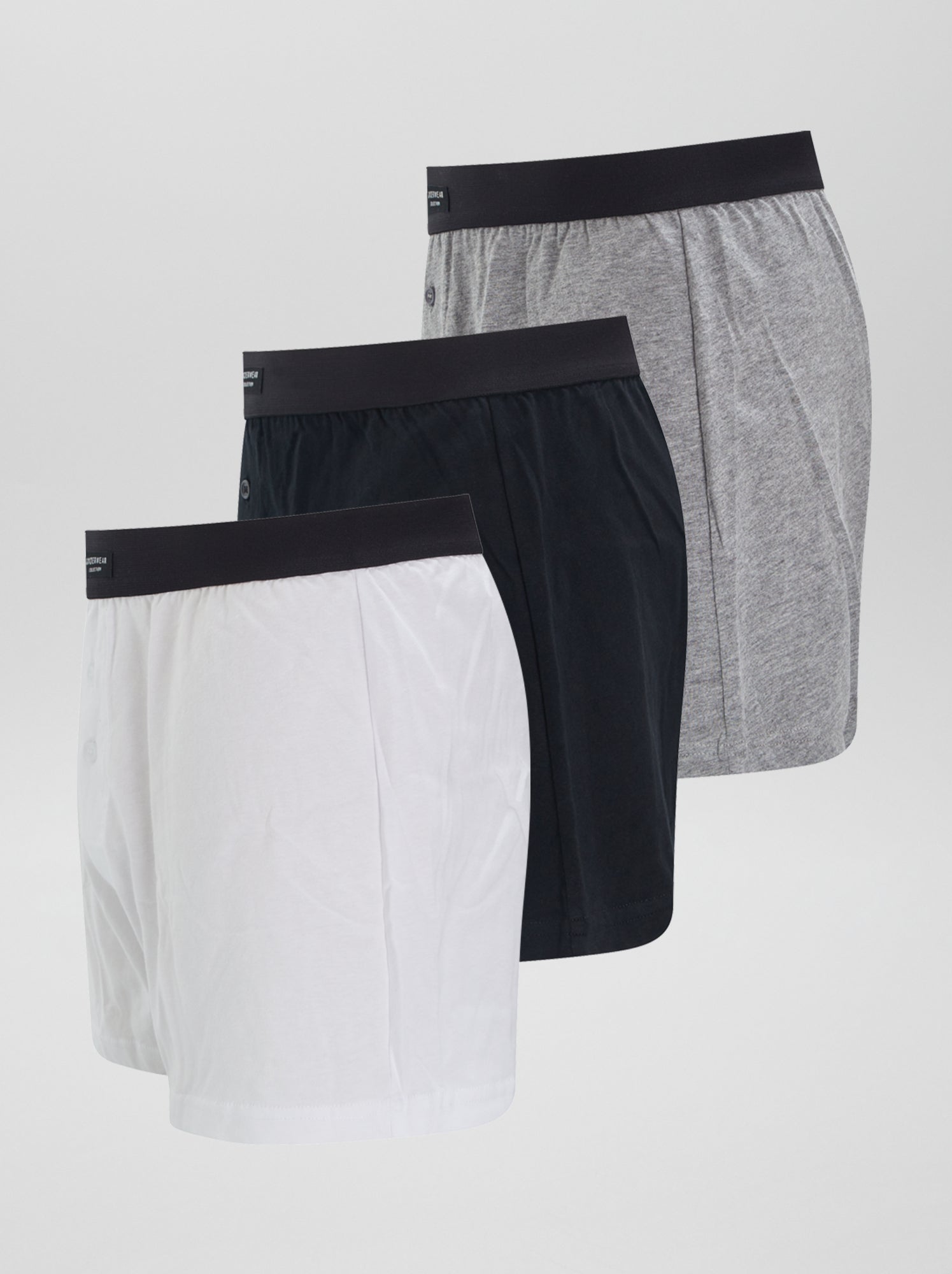 Lot de 3 boxers unis - Gris/noir/blanc