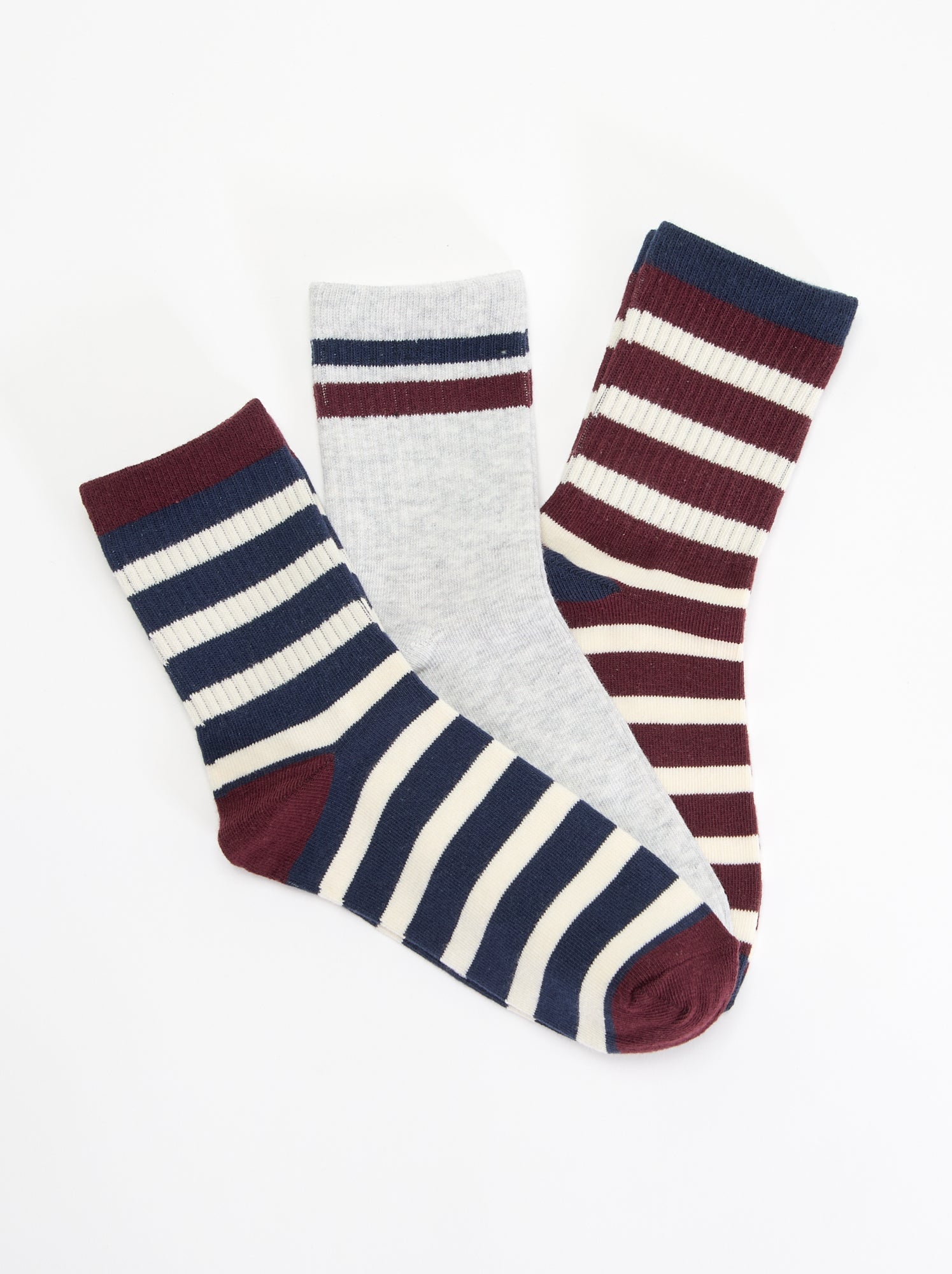 Lot de 3 chaussettes rayées - Bleu