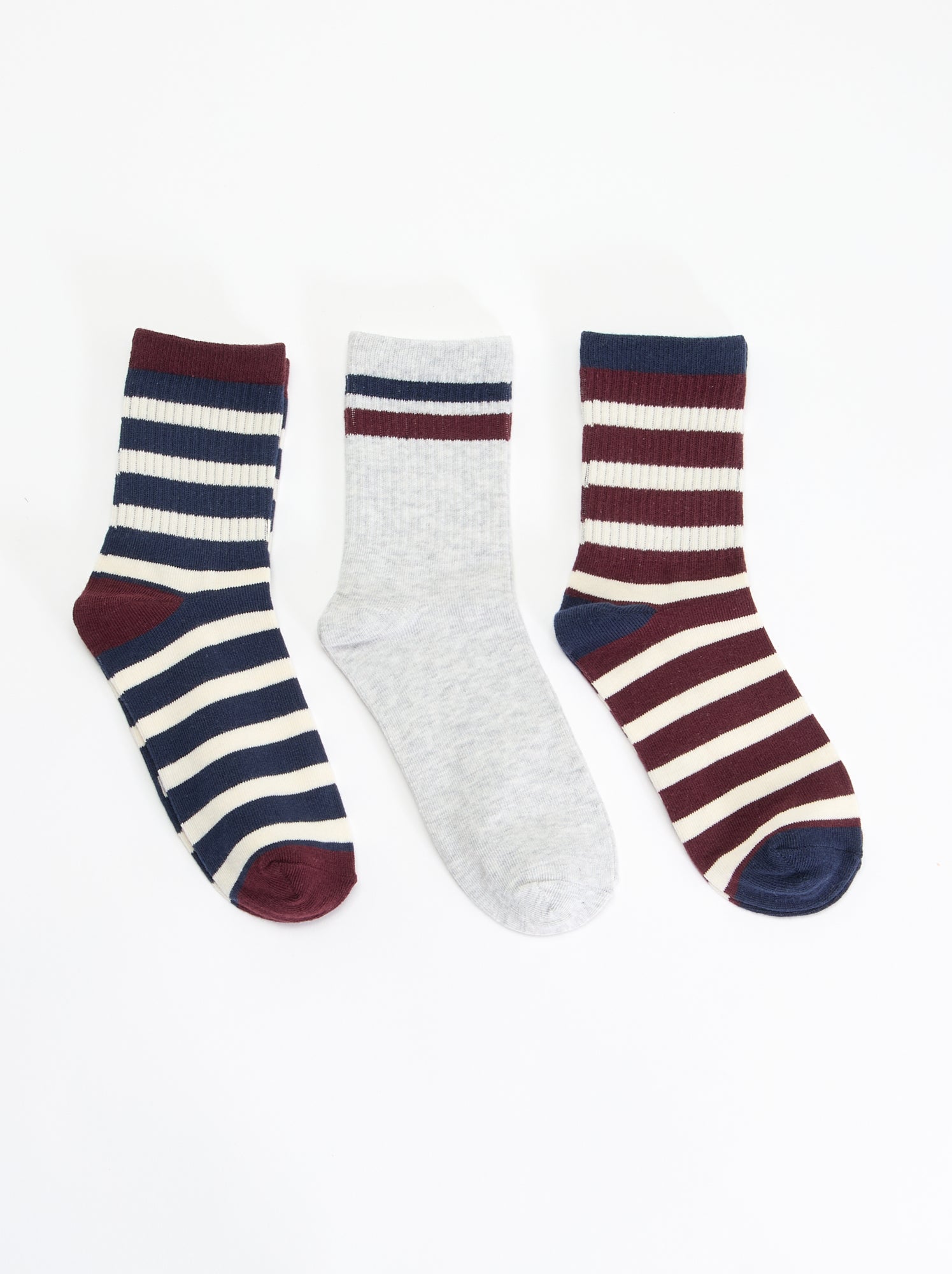 Lot de 3 chaussettes rayées - Bleu