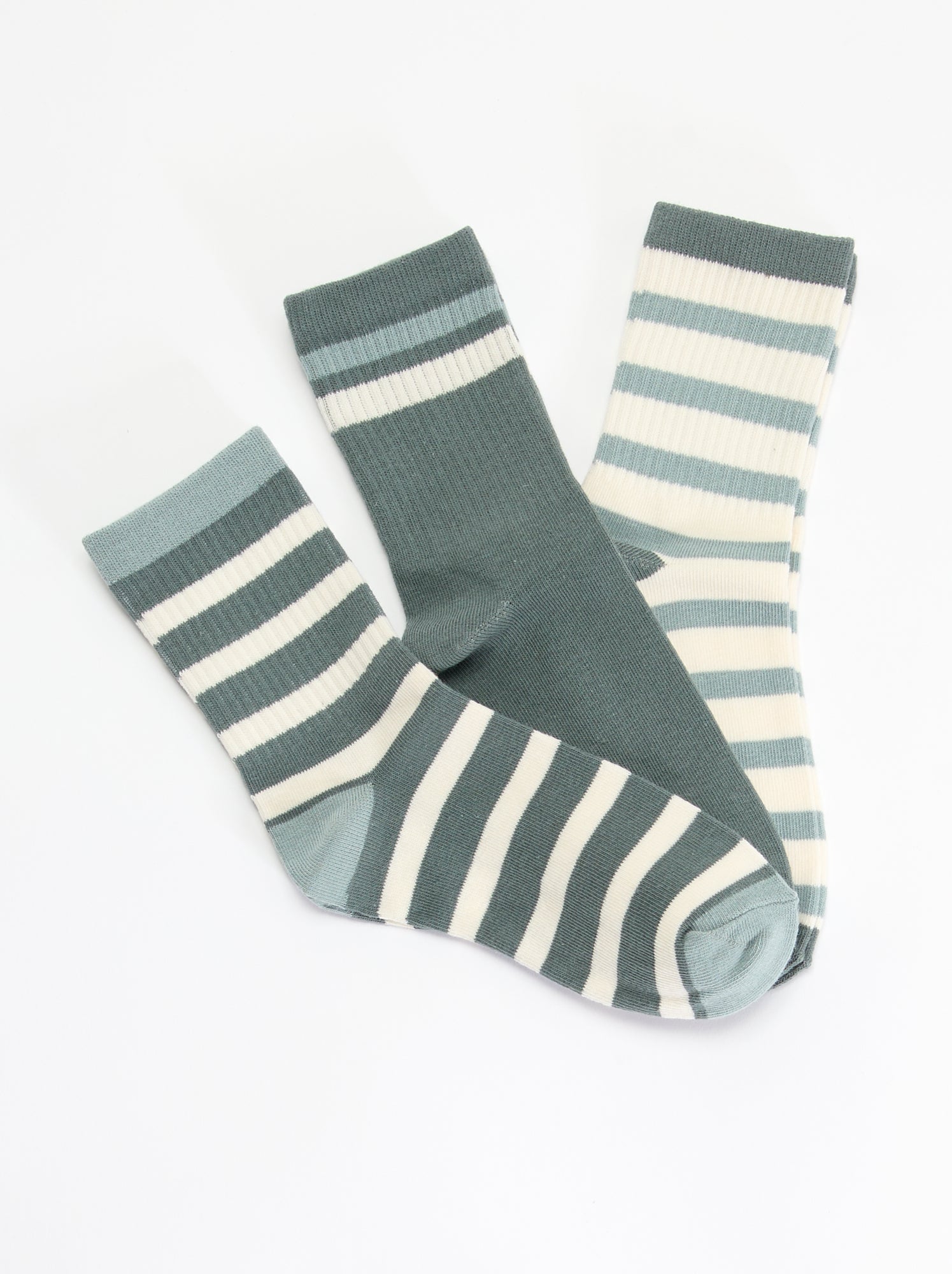 Lot de 3 chaussettes rayées - Vert