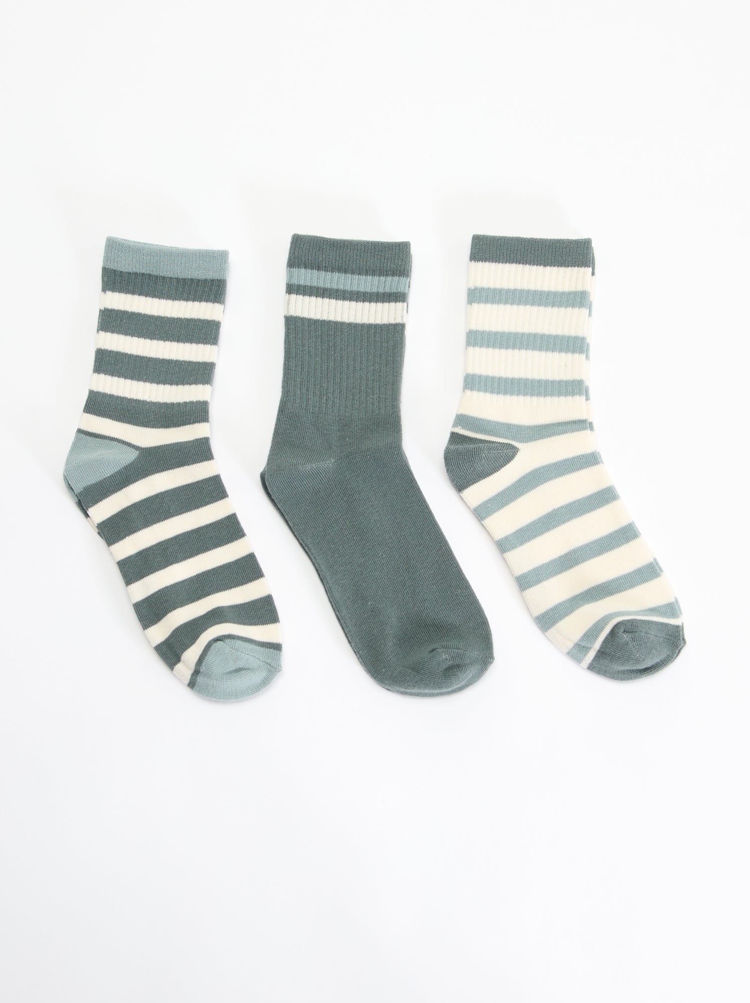Lot de 3 chaussettes rayées - Vert
