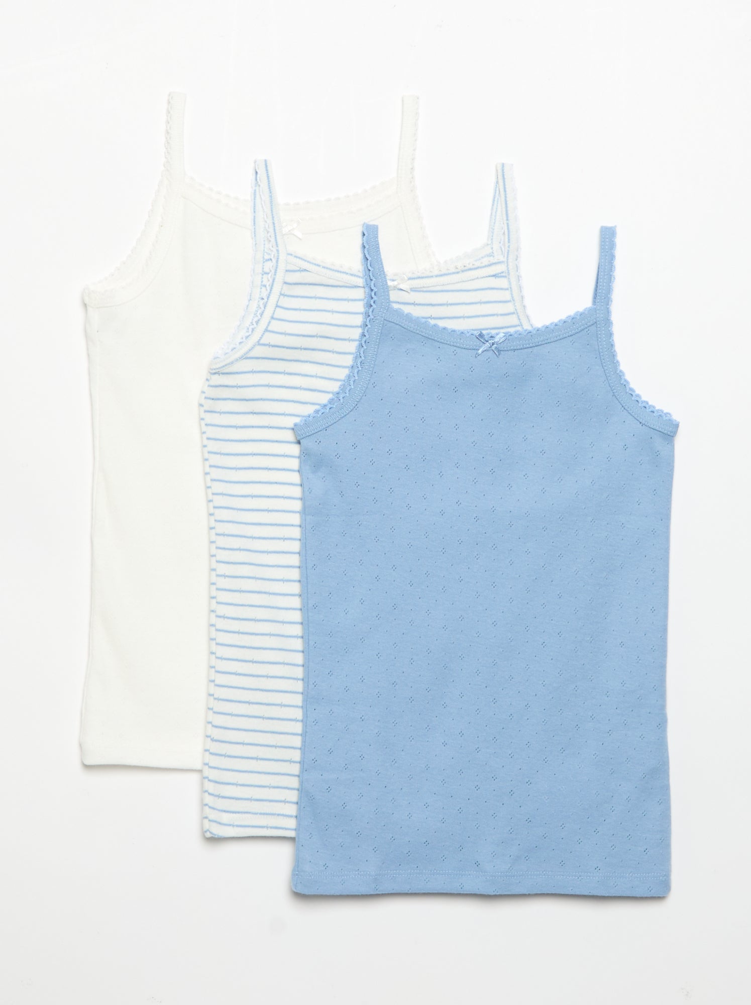 Lot de 3 débardeurs en maille pointelle - Bleu